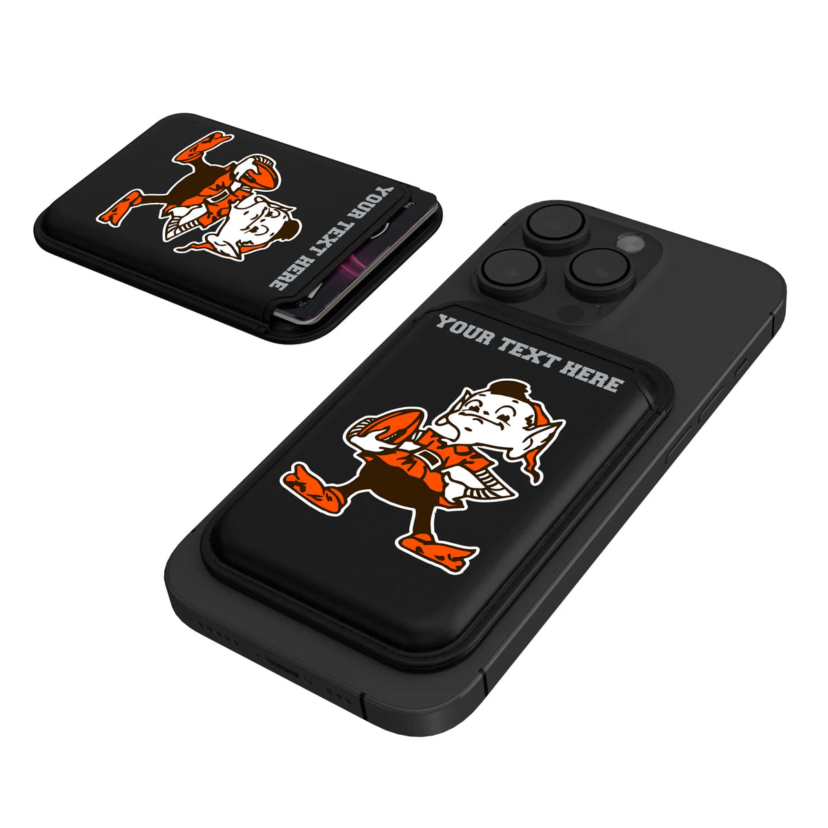 Cleveland Browns Historic Collection Personalized Insignia Black Magnetic Credit Card Wallet