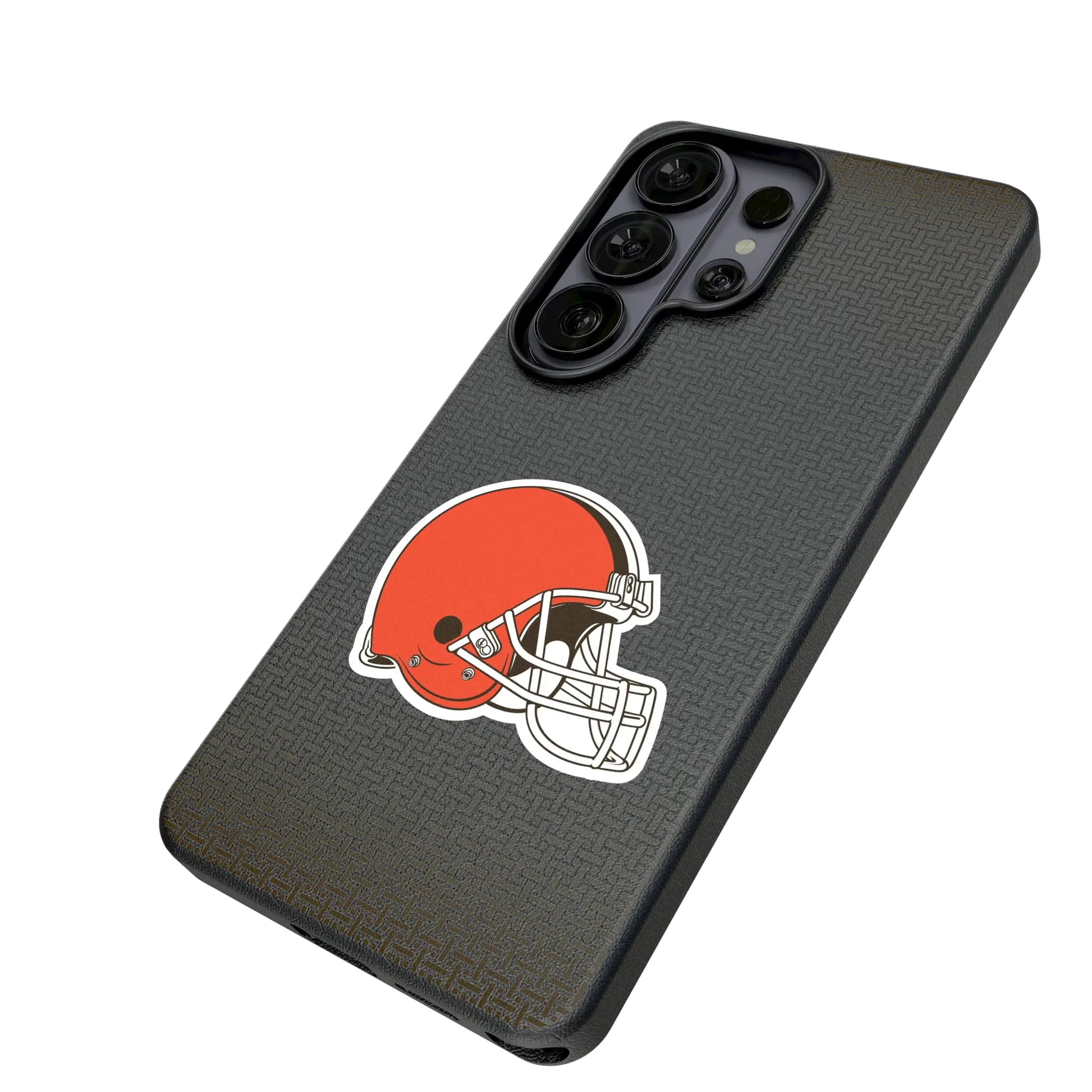 Cleveland Browns Linen Galaxy MagSafe Compatible Phone Case for Samsung Galaxy - Isometric View#Device_Galaxy S26 Ultra