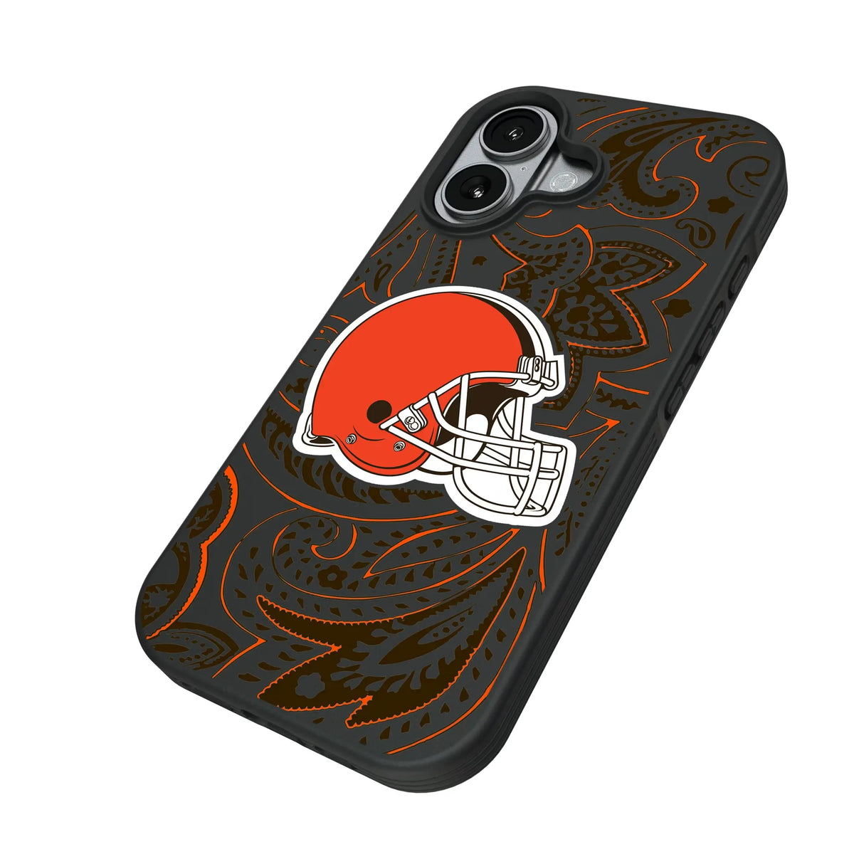 Cleveland Browns Paisley iPhone Bump Phone Case for Apple iPhone - Isometric View#Device_iPhone 17