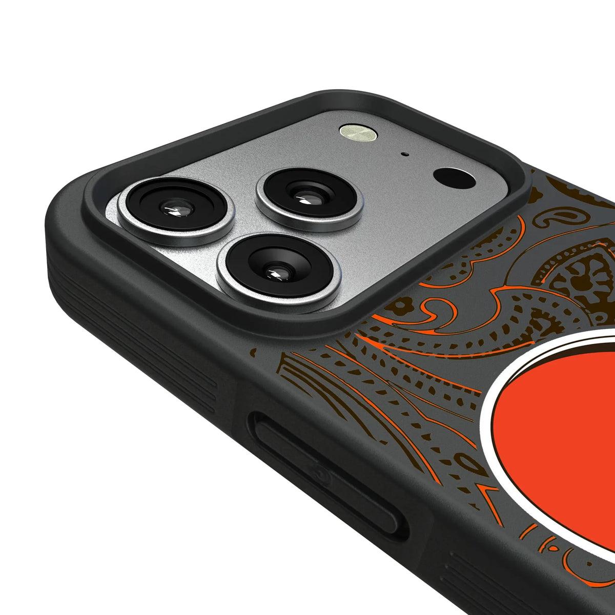 Cleveland Browns Paisley iPhone Bump Phone Case for Apple iPhone - Detail#Device_iPhone 17 Pro
