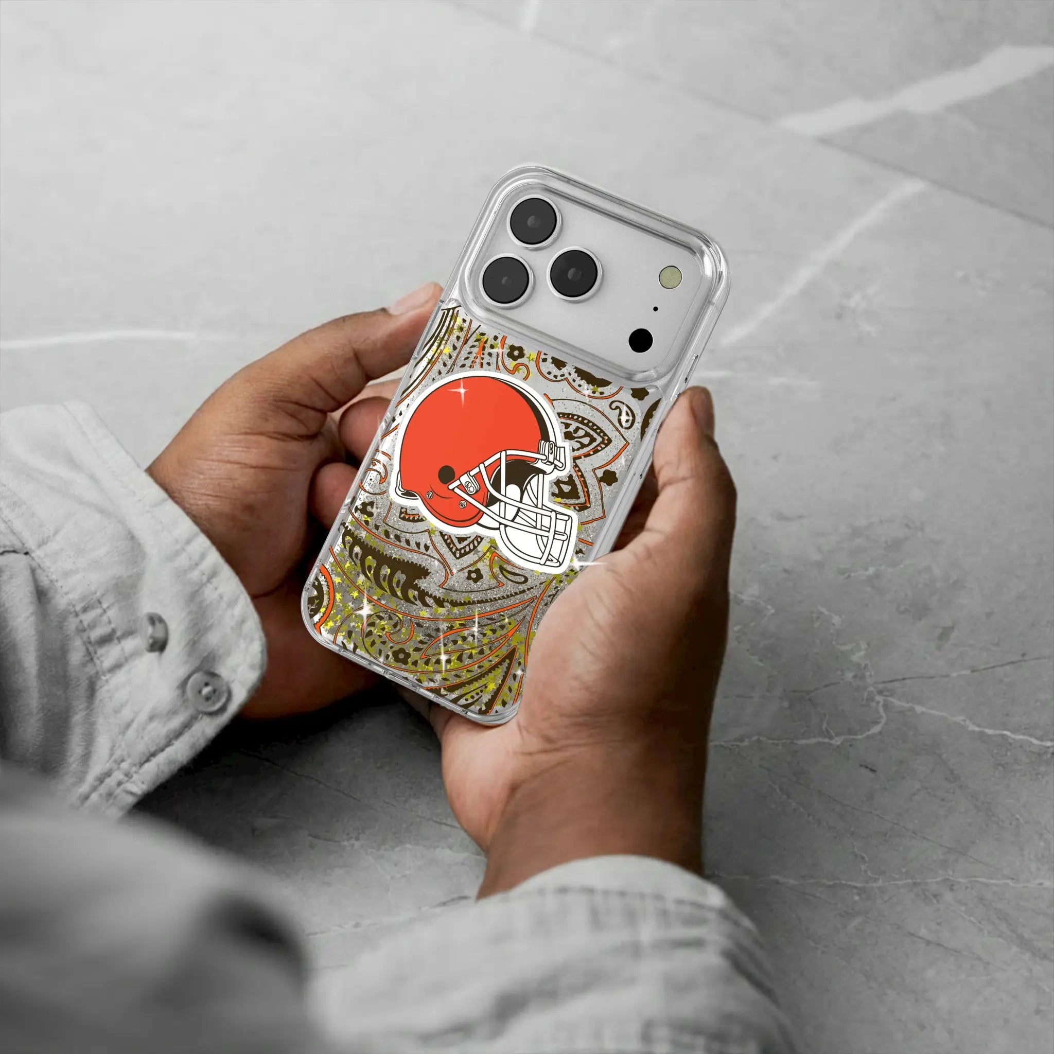 Cleveland Browns Paisley iPhone Glitter Phone Case for Apple iPhone - Lifestyle