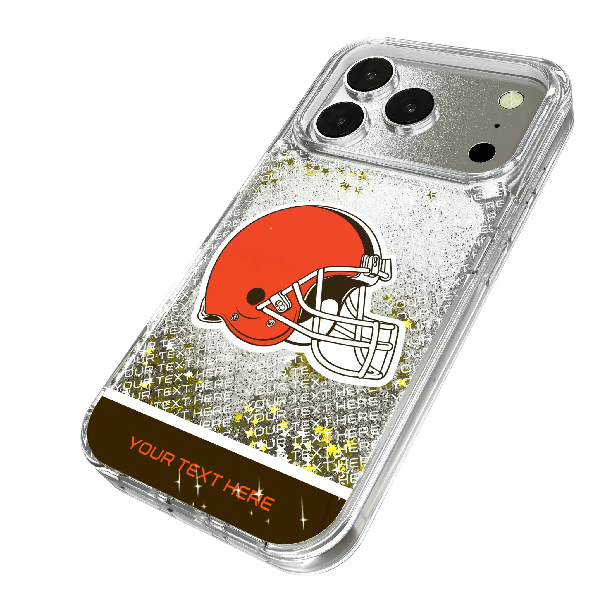 Cleveland Browns Personalized EndZone Plus iPhone Glitter Phone Case for Apple iPhone - Isometric View