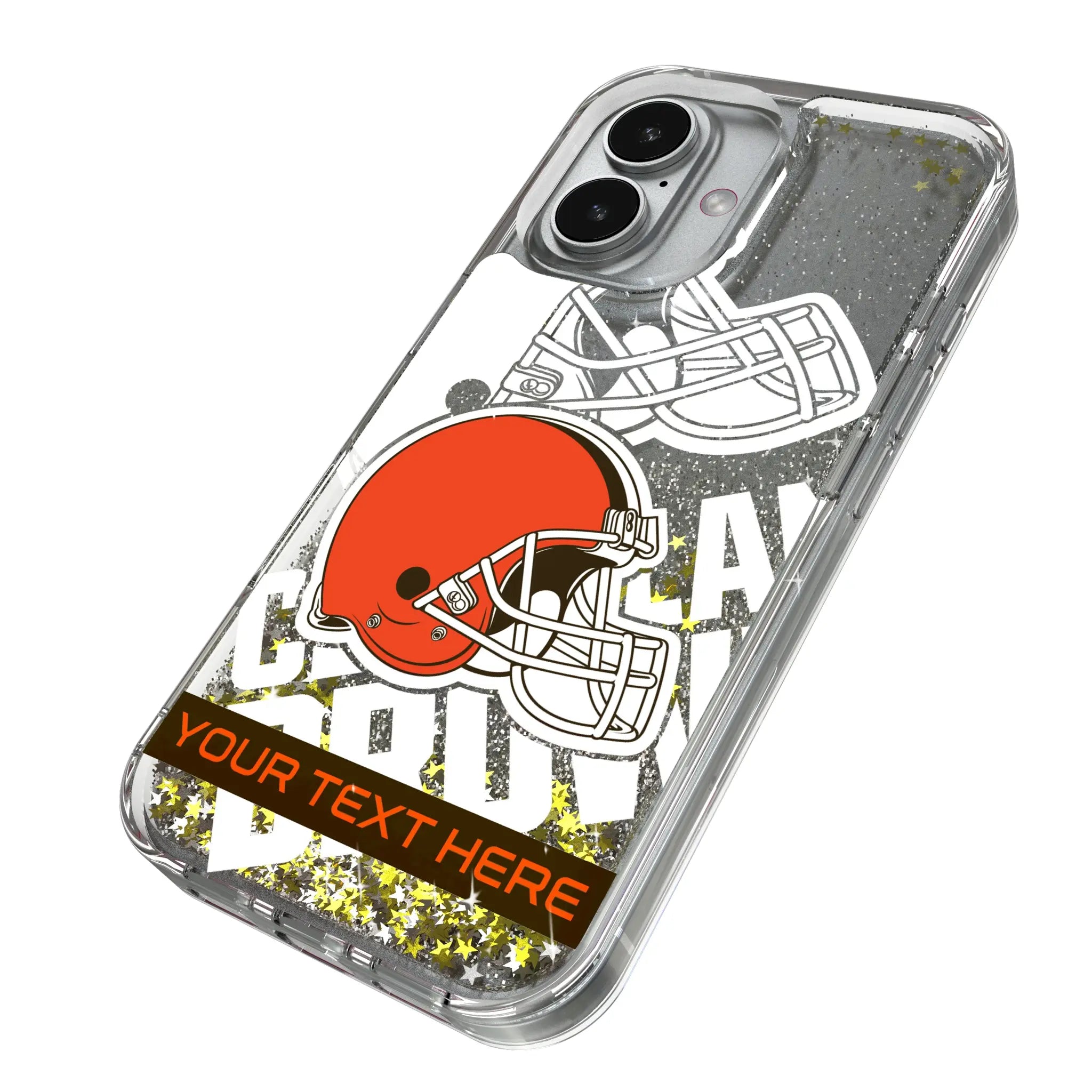 Cleveland Browns Personalized Tilt iPhone Glitter Phone Case for Apple iPhone - Isometric View