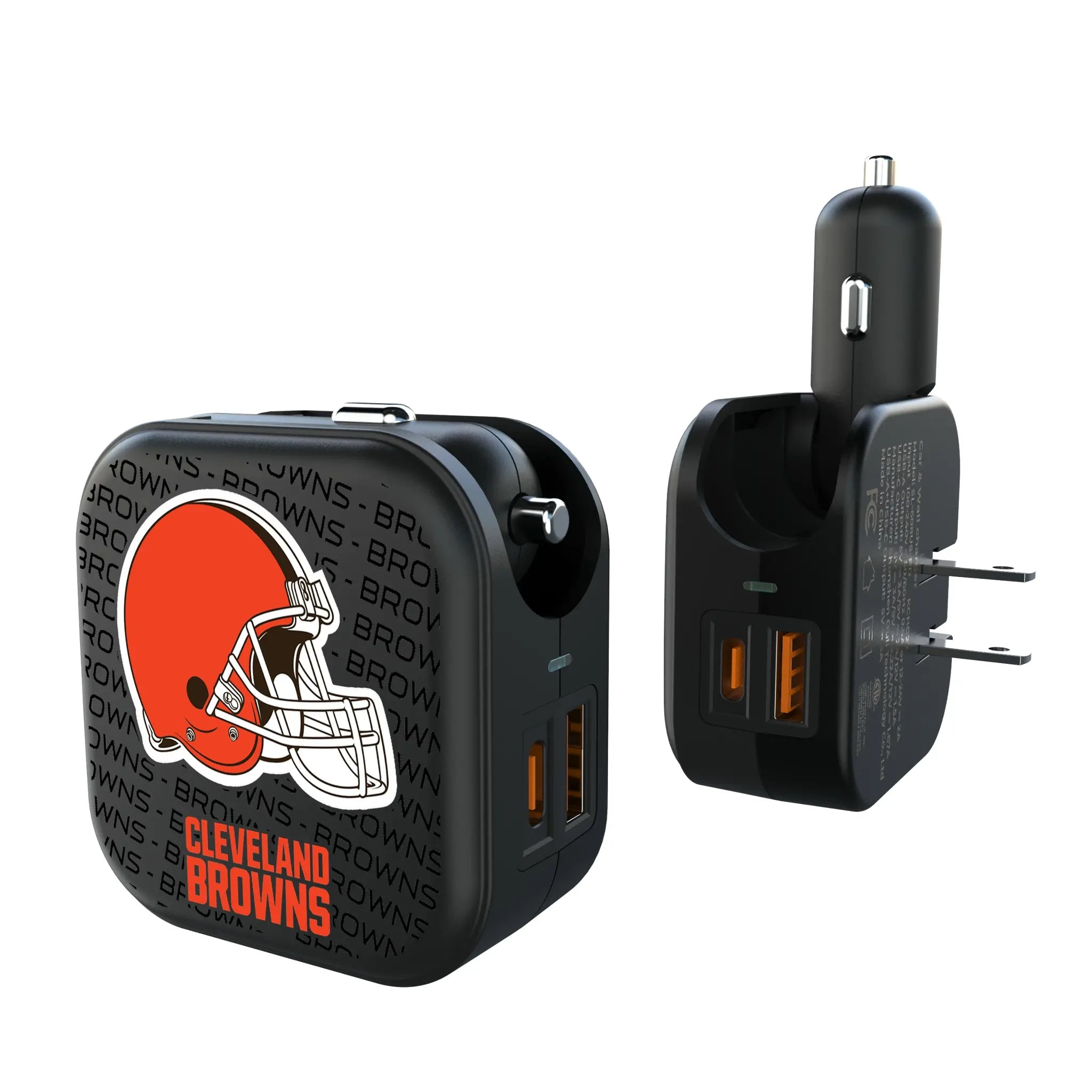 Cleveland Browns Text Backdrop 2 in 1 USB A/C Charger