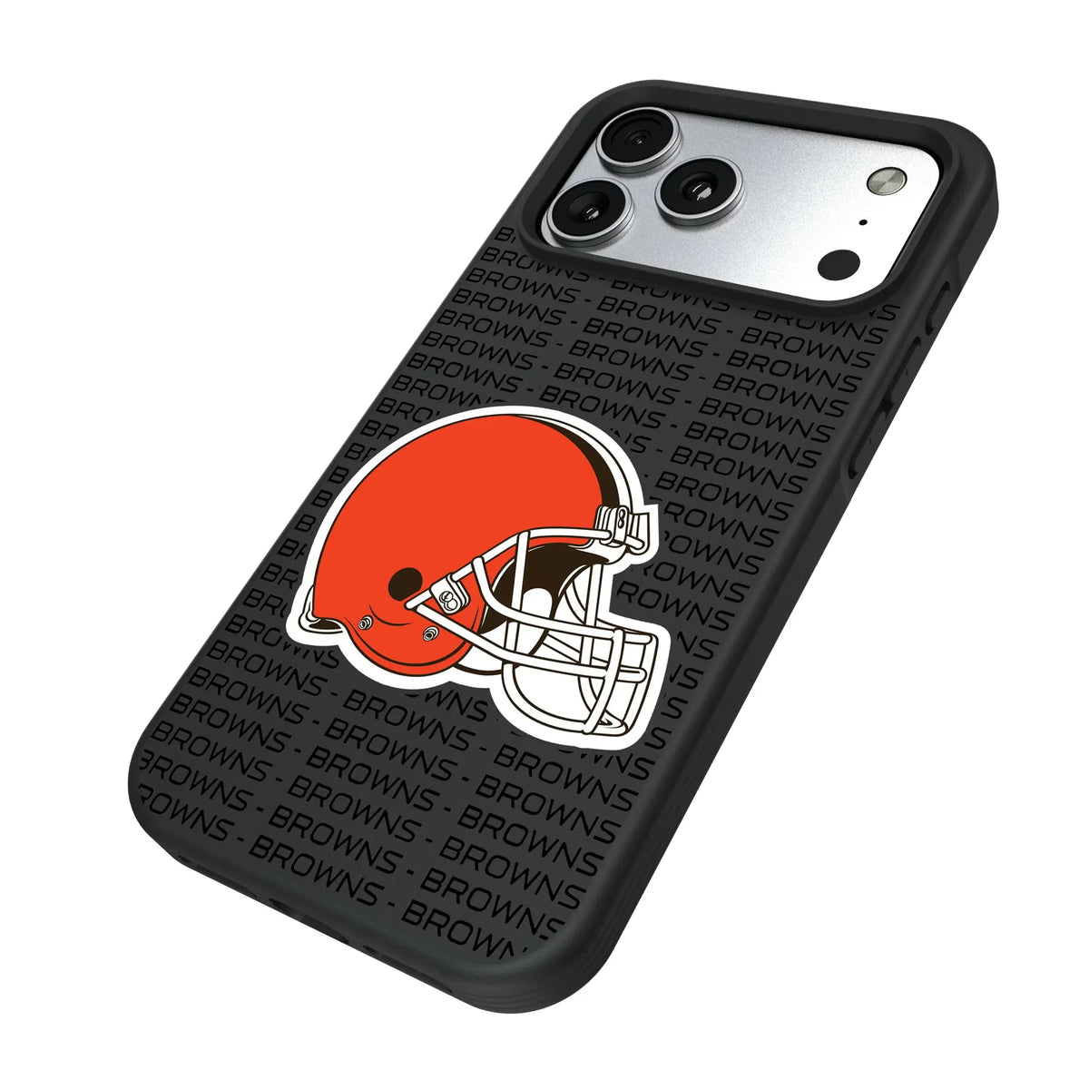 Cleveland Browns Text Backdrop iPhone Bump Phone Case for Apple iPhone - Isometric View#Device_iPhone 17 Pro Max