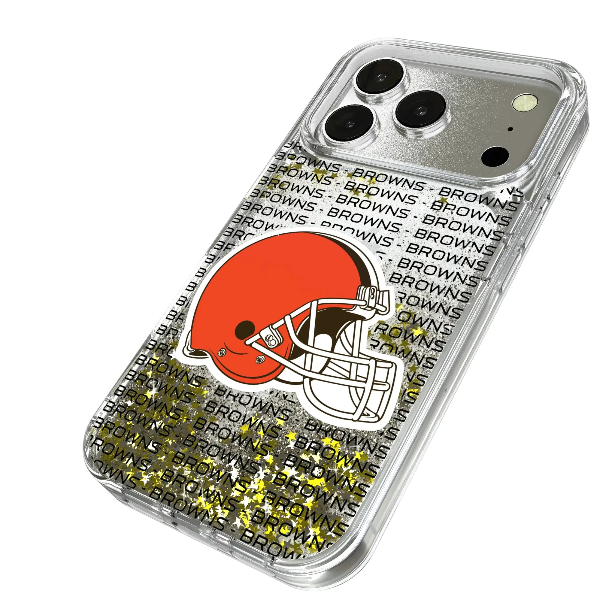 Cleveland Browns Text Backdrop iPhone Glitter Phone Case for Apple iPhone - Isometric View