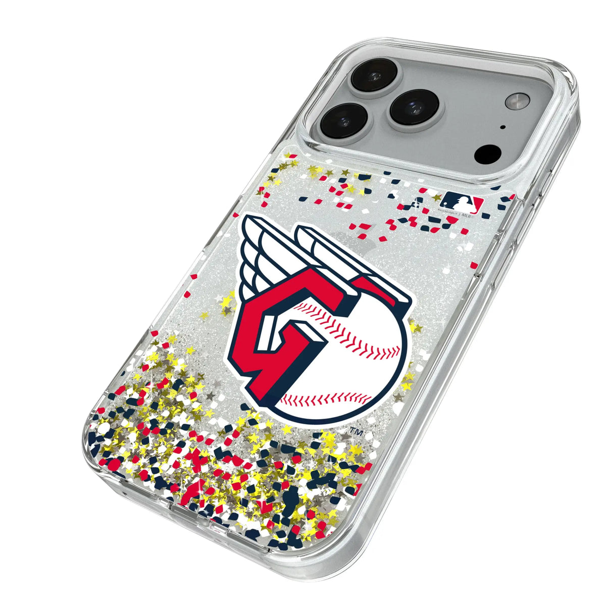 Cleveland Guardians Confetti iPhone Glitter Phone Case for Apple iPhone - Isometric View#Device_iPhone 18 Pro