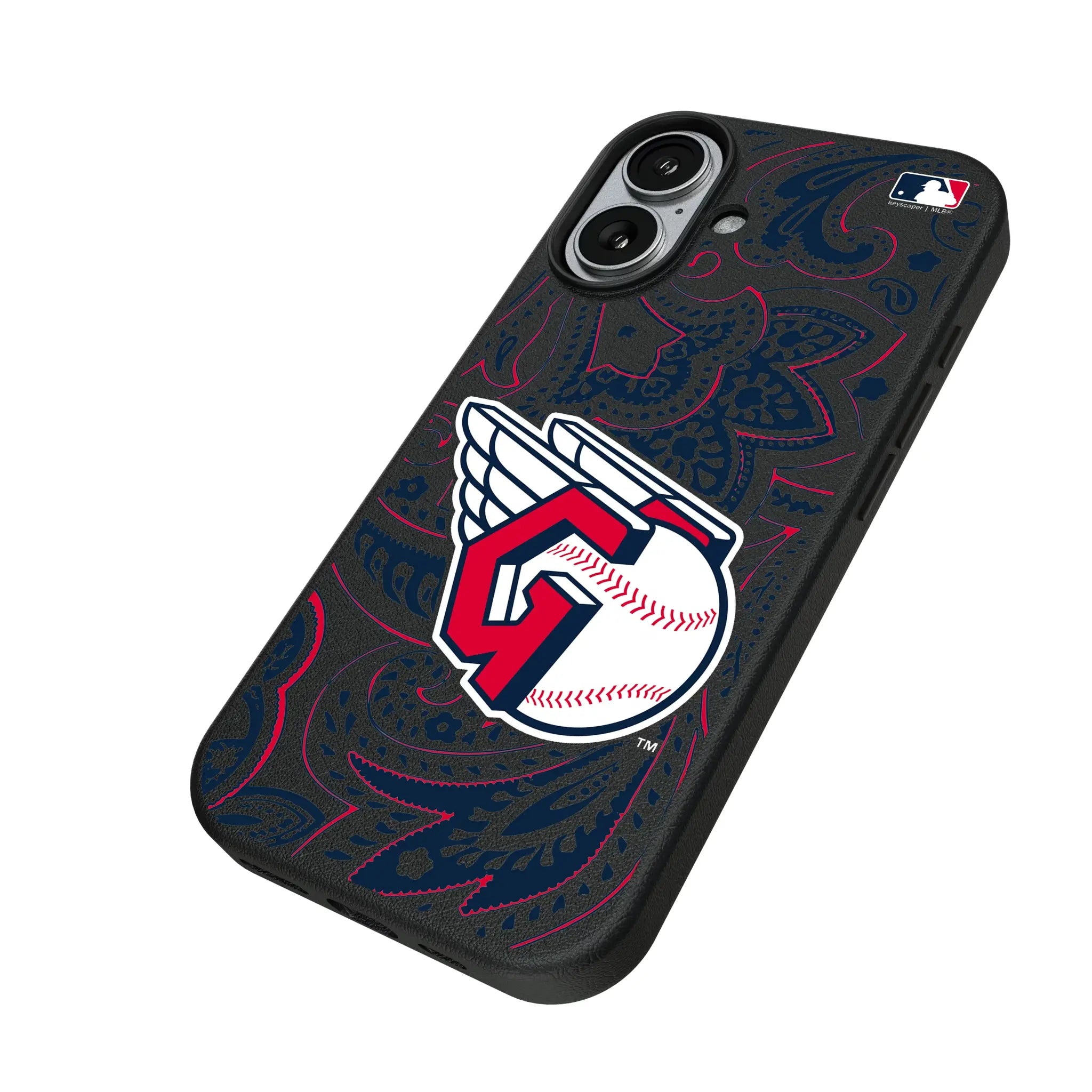 Cleveland Guardians Paisley iPhone MagSafe Compatible Phone Case for Apple iPhone - Isometric View#Device_iPhone 17