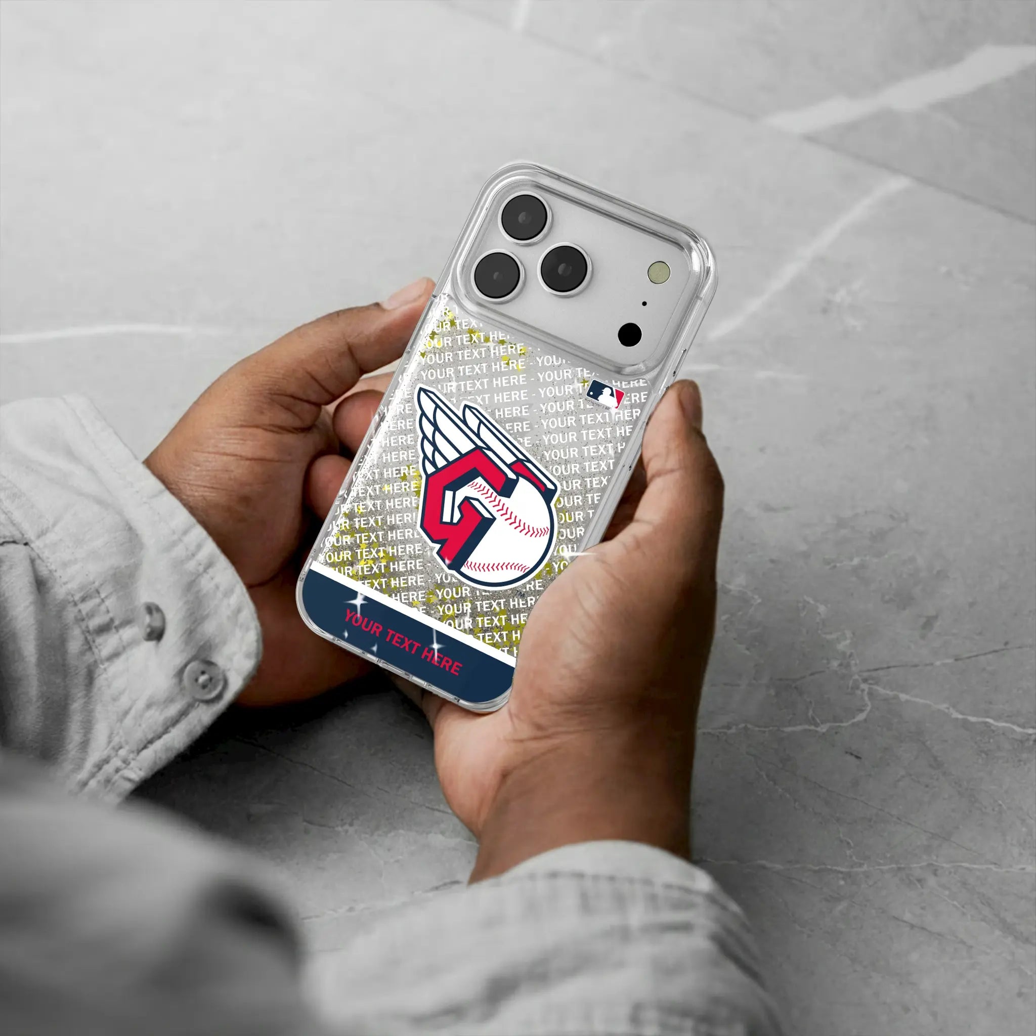 Cleveland Guardians Personalized EndZone Plus iPhone Glitter Phone Case for Apple iPhone - Lifestyle#Device_iPhone 17 Pro