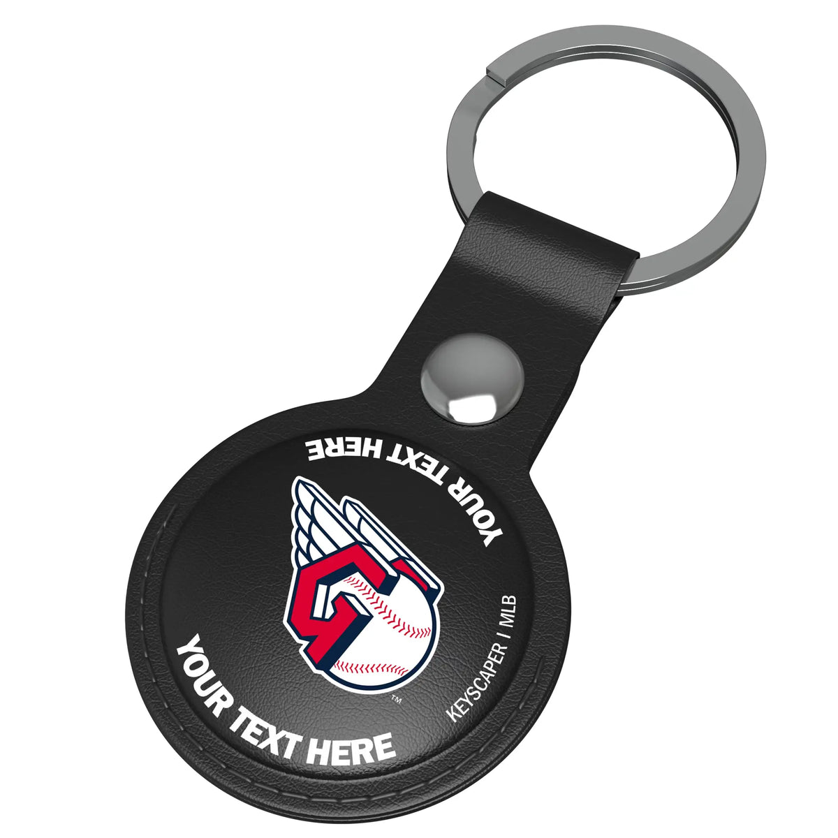 Cleveland Guardians Personalized Insignia AirTag Black Airtag Holder - Isometric View