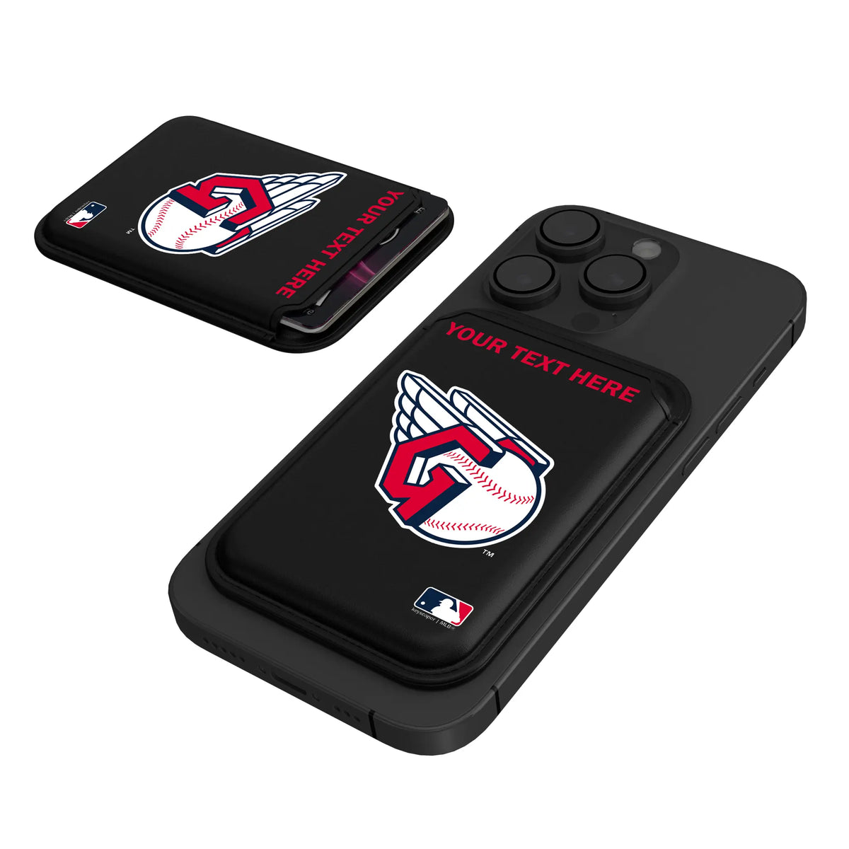 Cleveland Guardians Personalized Insignia Black Magnetic Credit Card Wallet