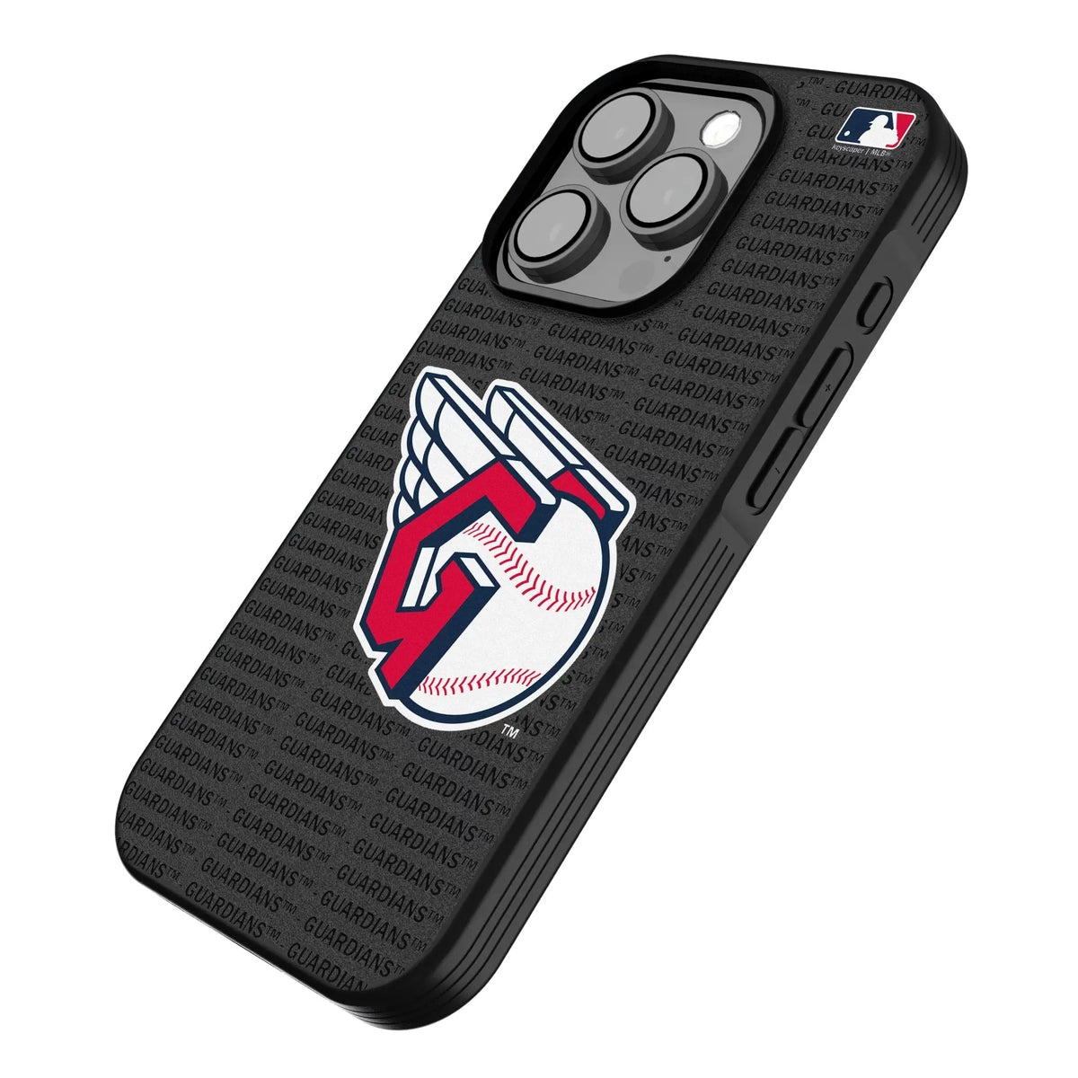 Cleveland Guardians Text Backdrop iPhone Bump Phone Case for Apple iPhone - Isometric View