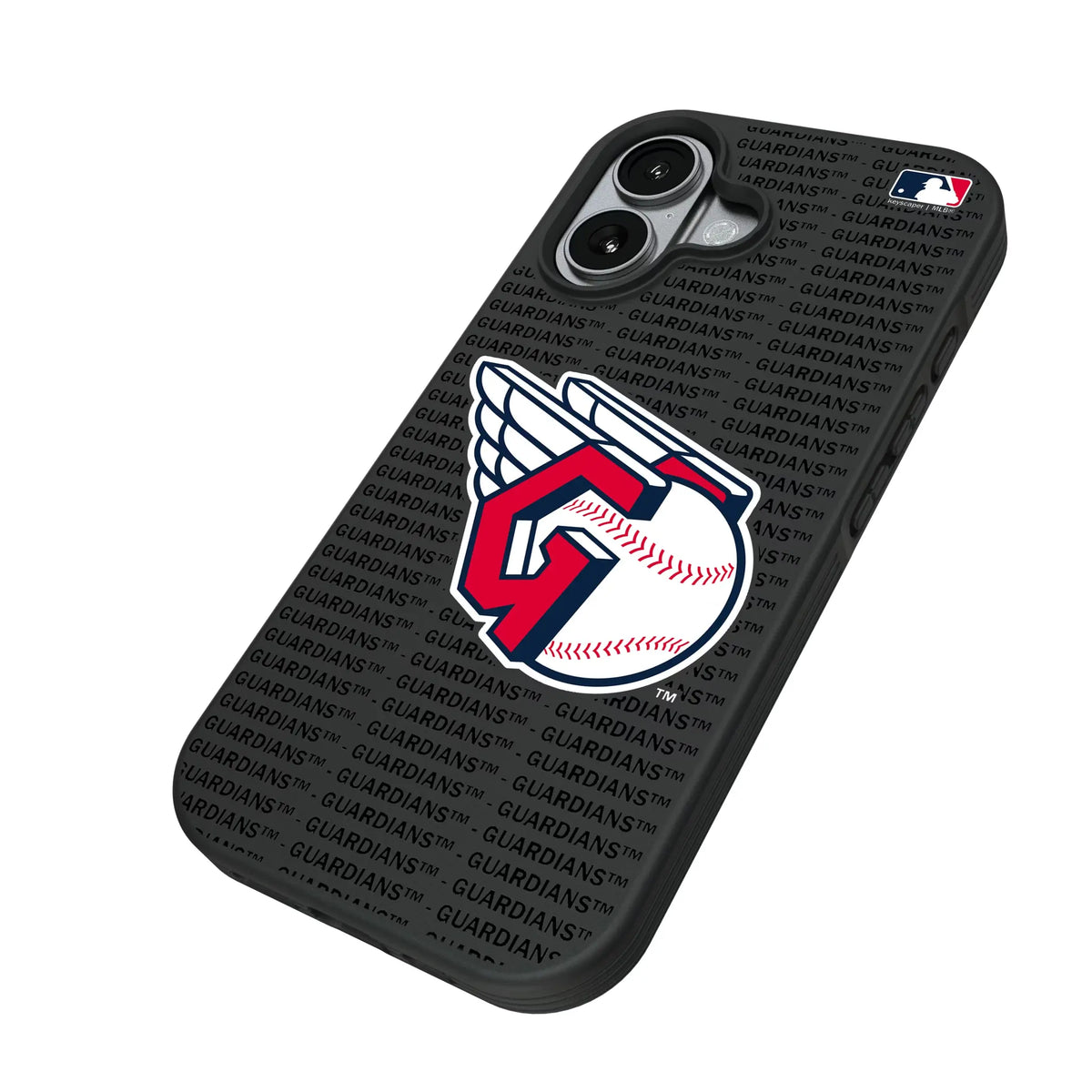 Cleveland Guardians Text Backdrop iPhone Bump Phone Case for Apple iPhone - Isometric View#Device_iPhone 17