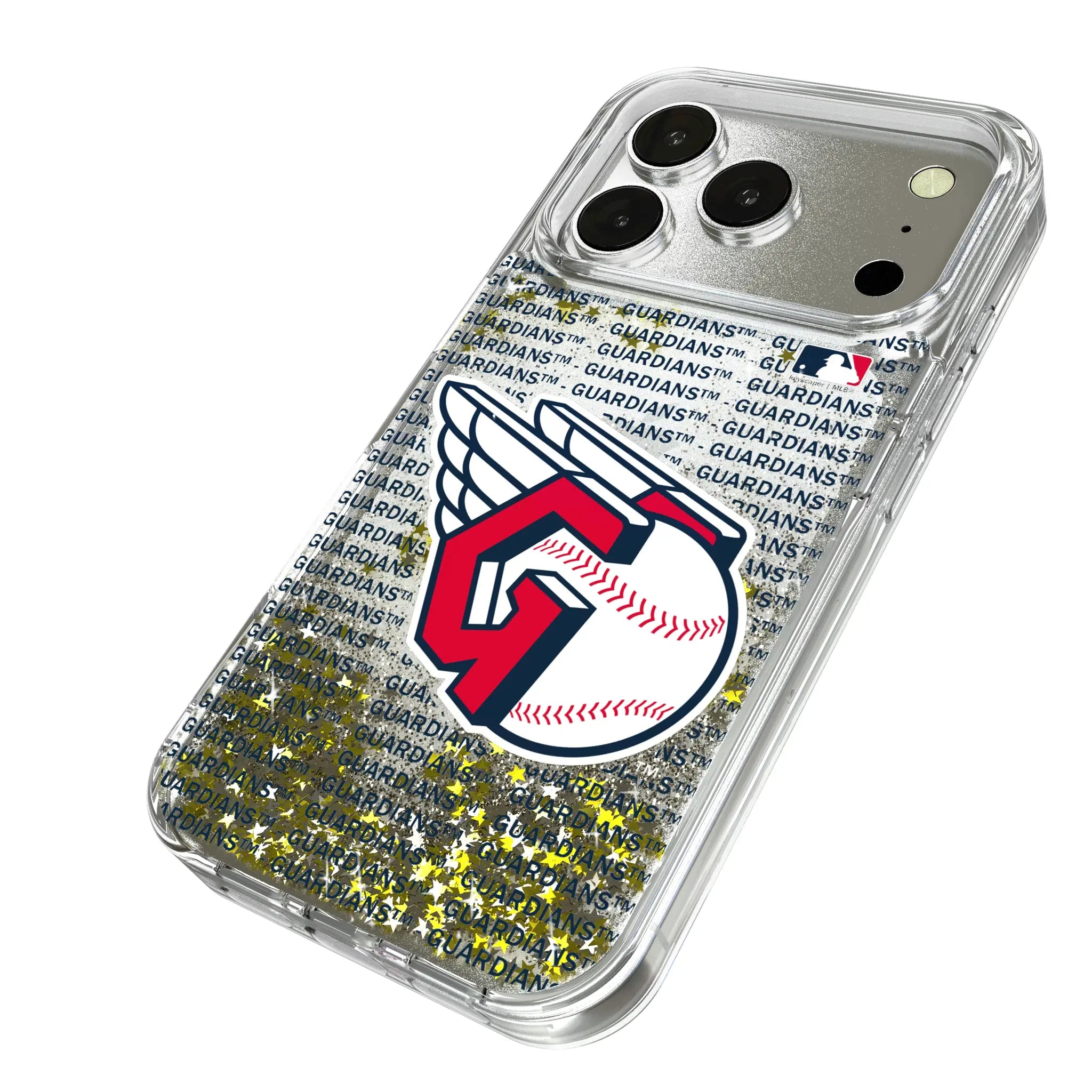 Cleveland Guardians Text Backdrop iPhone Glitter Phone Case for Apple iPhone - Isometric View