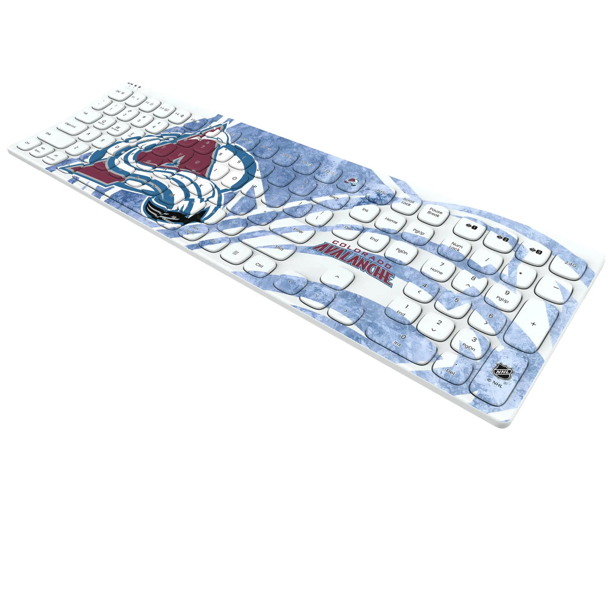 Colorado Avalanche Ice Tilt KKB605 Curved Wireless Keyboard - Isometric View