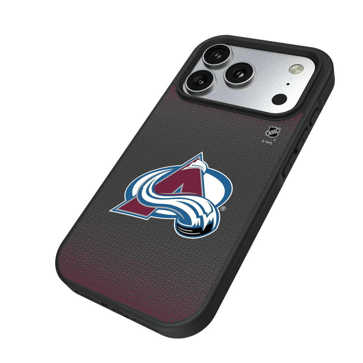Colorado Avalanche Linen iPhone Bump Phone Case for Apple iPhone - Isometric View#Device_iPhone 17 Pro