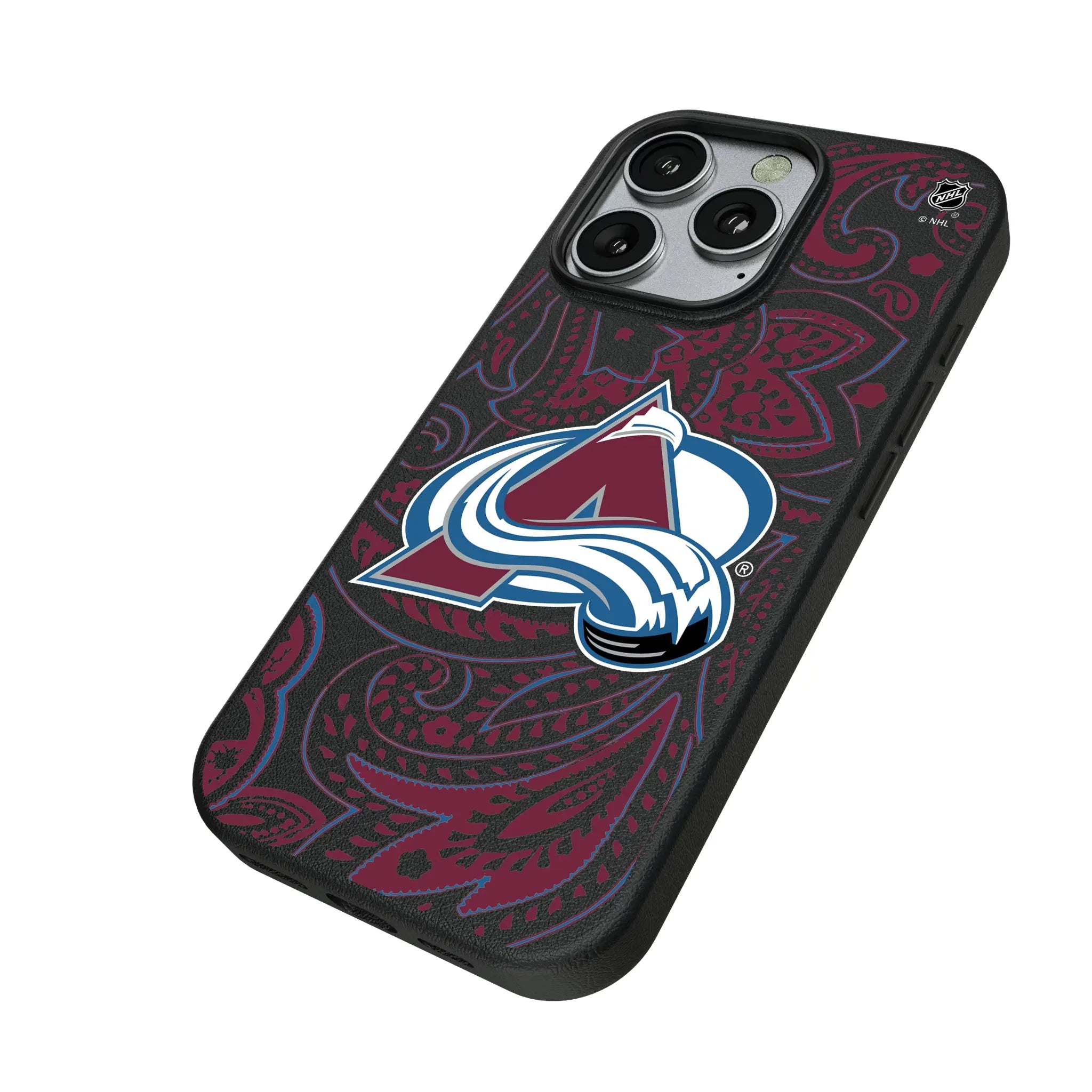 Colorado Avalanche Paisley iPhone MagSafe Compatible Phone Case for Apple iPhone - Isometric View