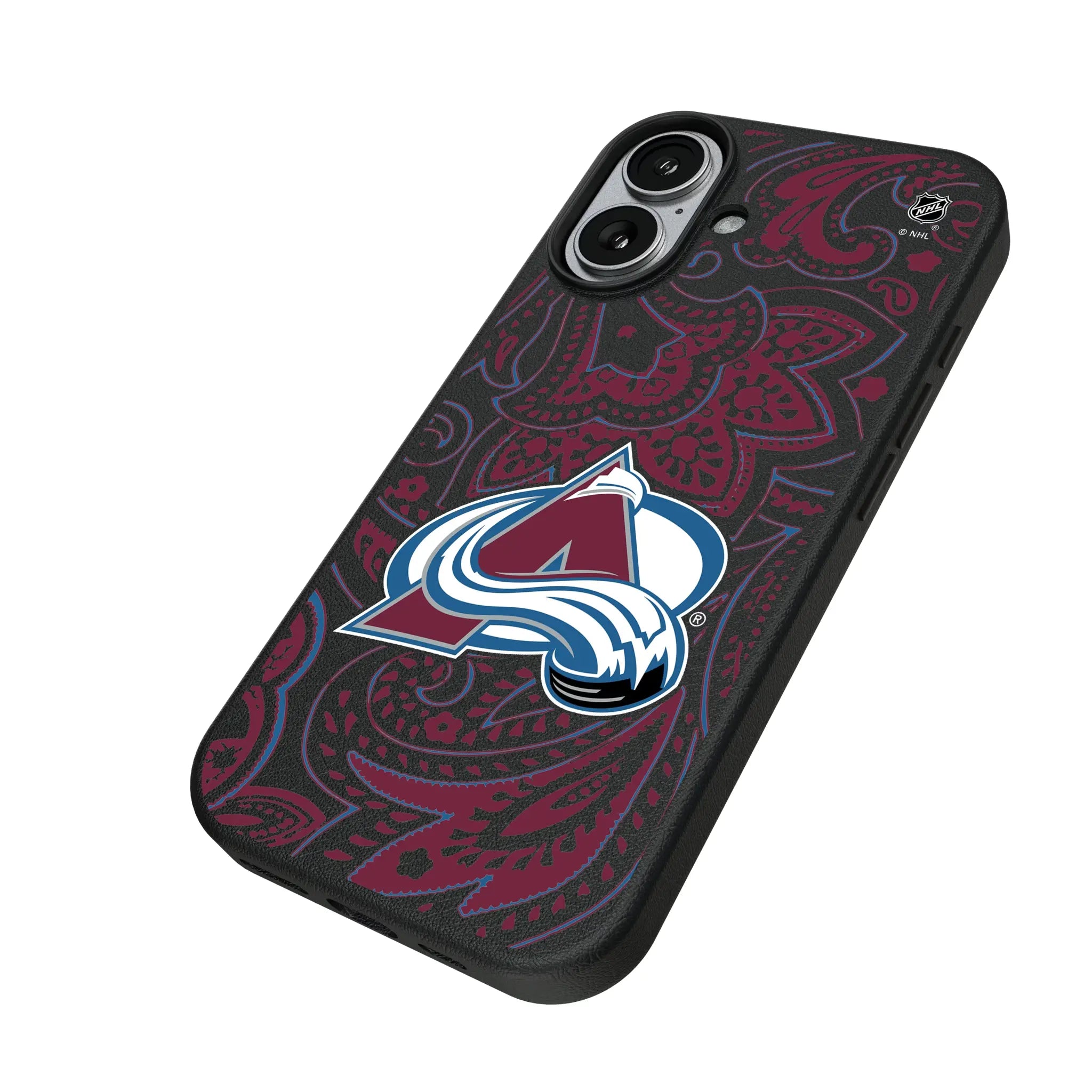 Colorado Avalanche Paisley iPhone MagSafe Compatible Phone Case for Apple iPhone - Isometric View#Device_iPhone 17