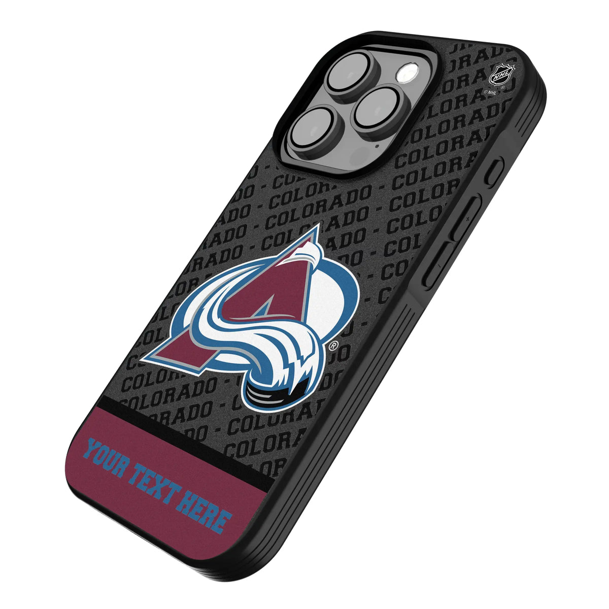 Colorado Avalanche Personalized EndZone Plus iPhone Bump Phone Case for Apple iPhone - Isometric View