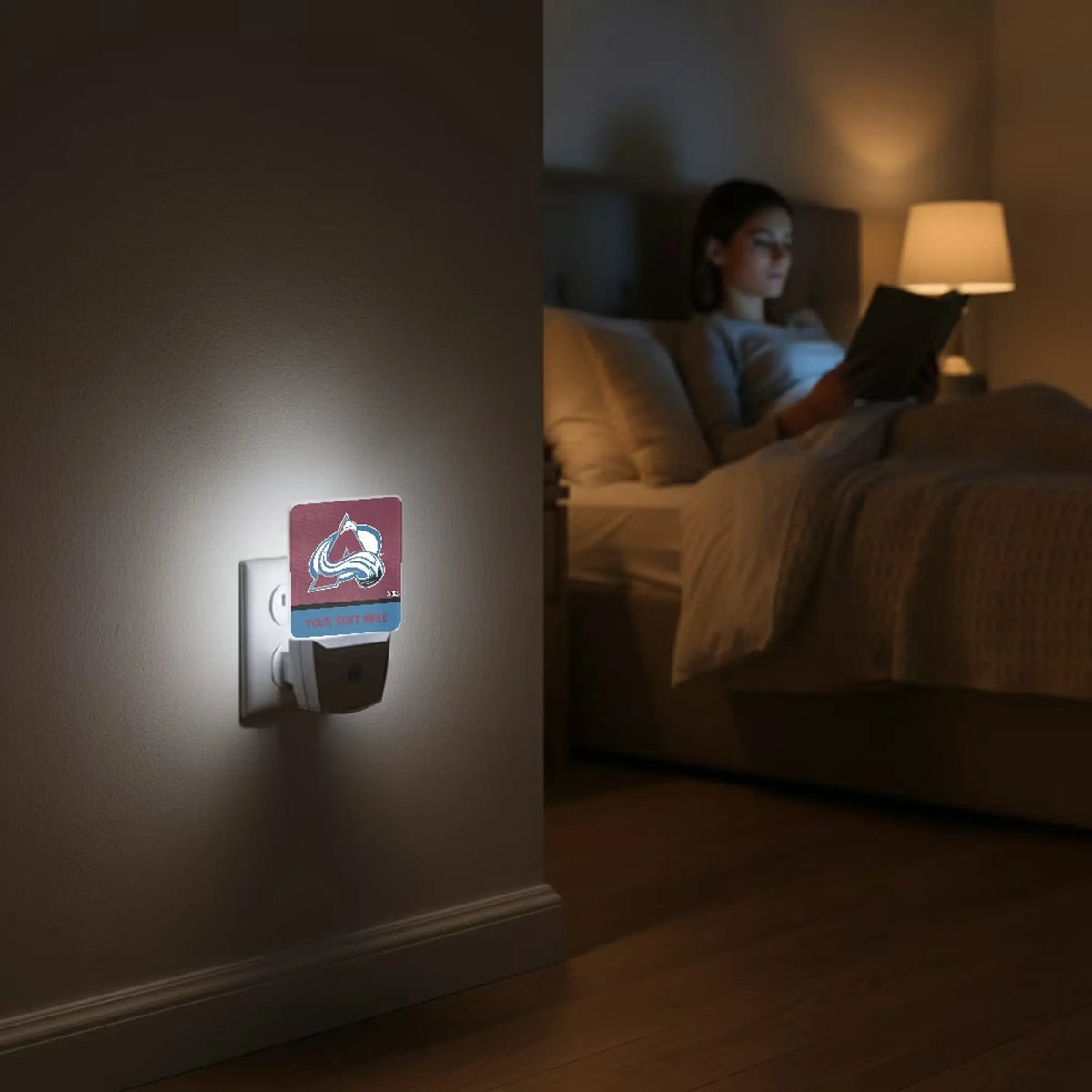 Colorado Avalanche Personalized Endzone Solid Night Light 2-Pack - Lifestyle