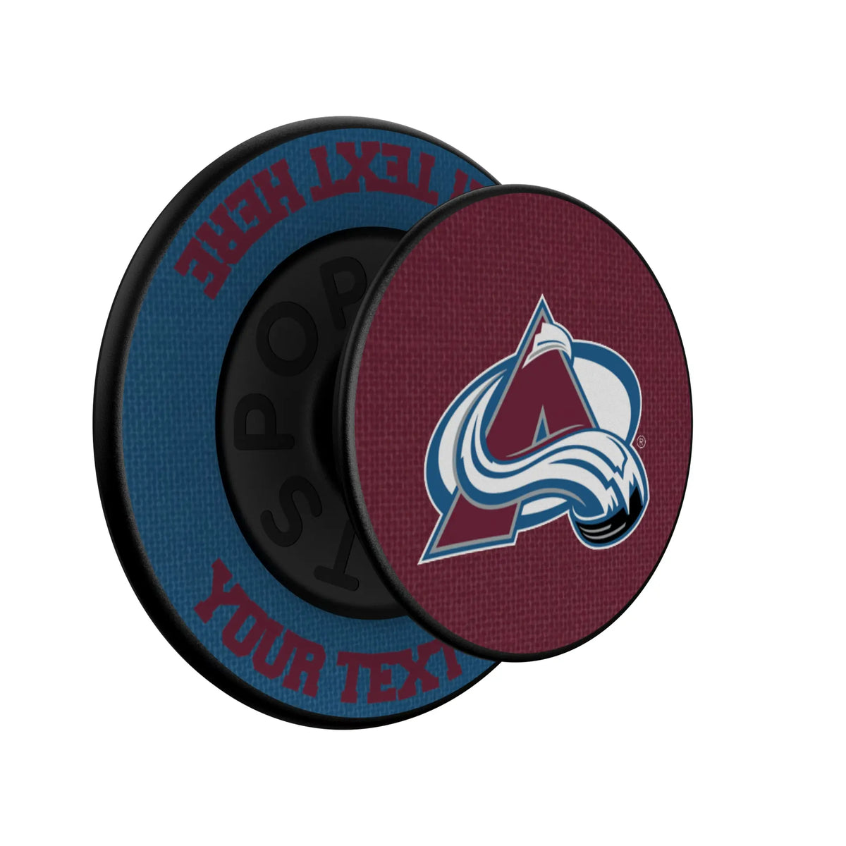 Colorado Avalanche Personalized Endzone Solid Popsockets Round Magnetic - Isometric View