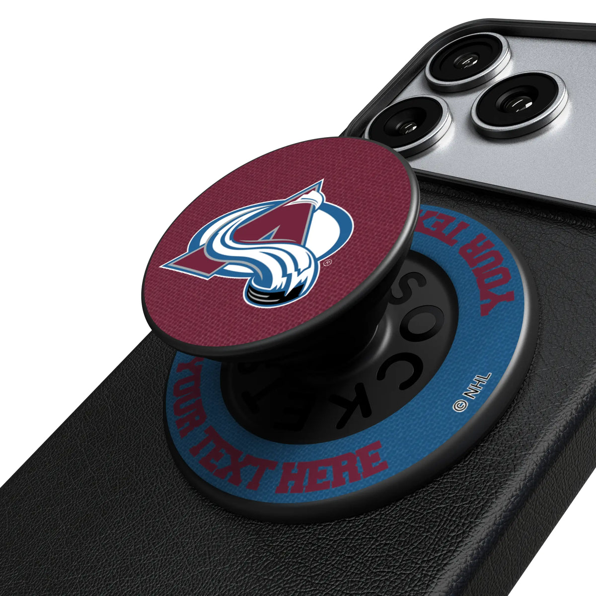 Colorado Avalanche Personalized Endzone Solid Popsockets Round Magnetic