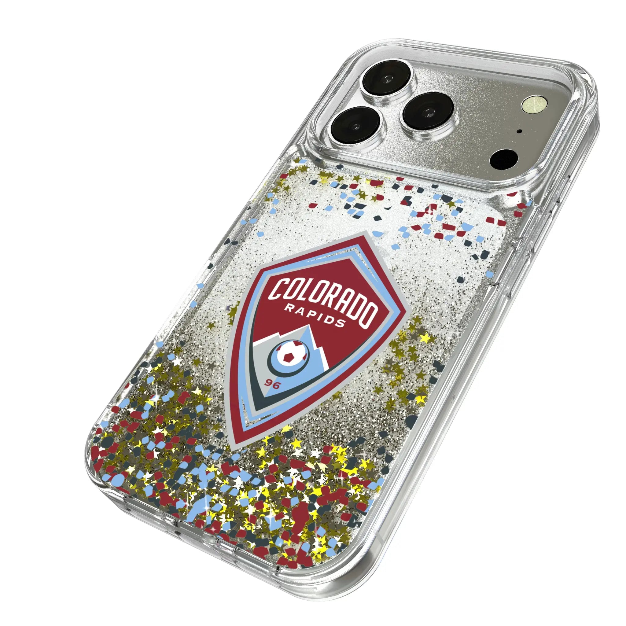 Colorado Rapids Confetti iPhone Glitter Phone Case for Apple iPhone - Isometric View