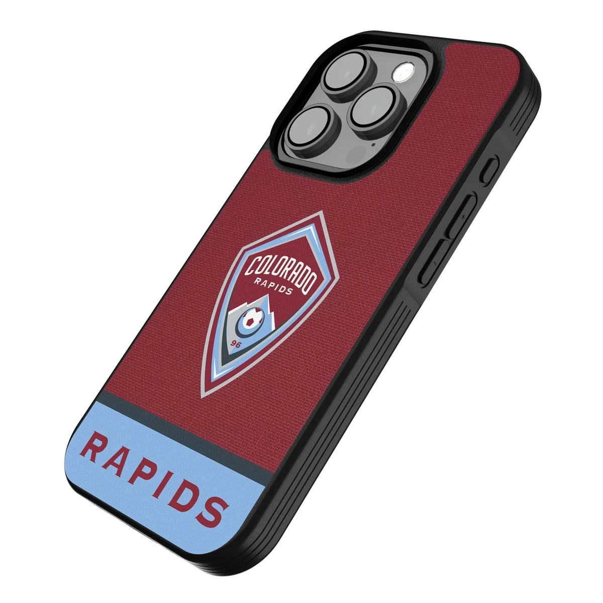 Colorado Rapids Endzone Solid iPhone Bump Phone Case for Apple iPhone - Isometric View