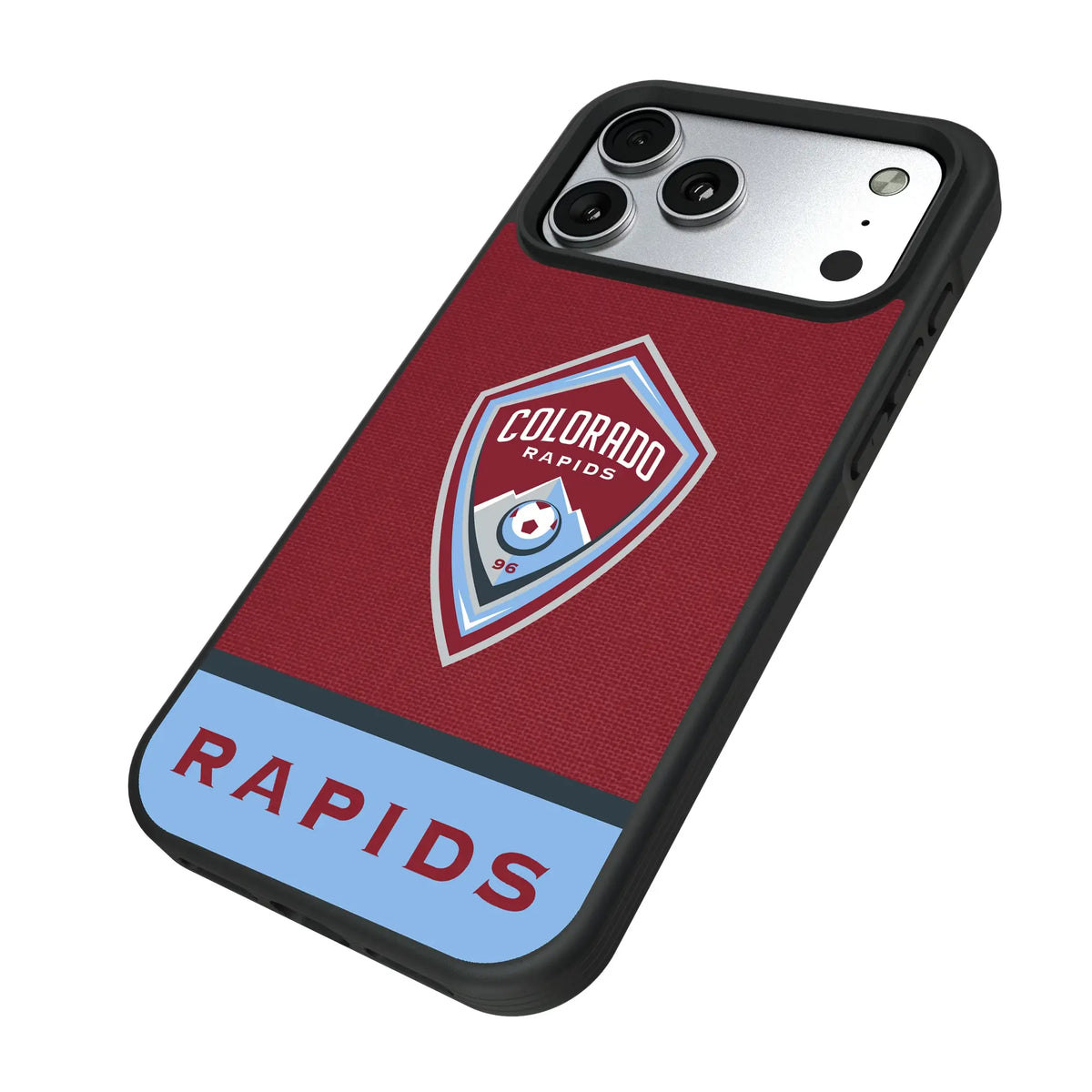 Colorado Rapids Endzone Solid iPhone Bump Phone Case for Apple iPhone - Isometric View#Device_iPhone 17 Pro Max