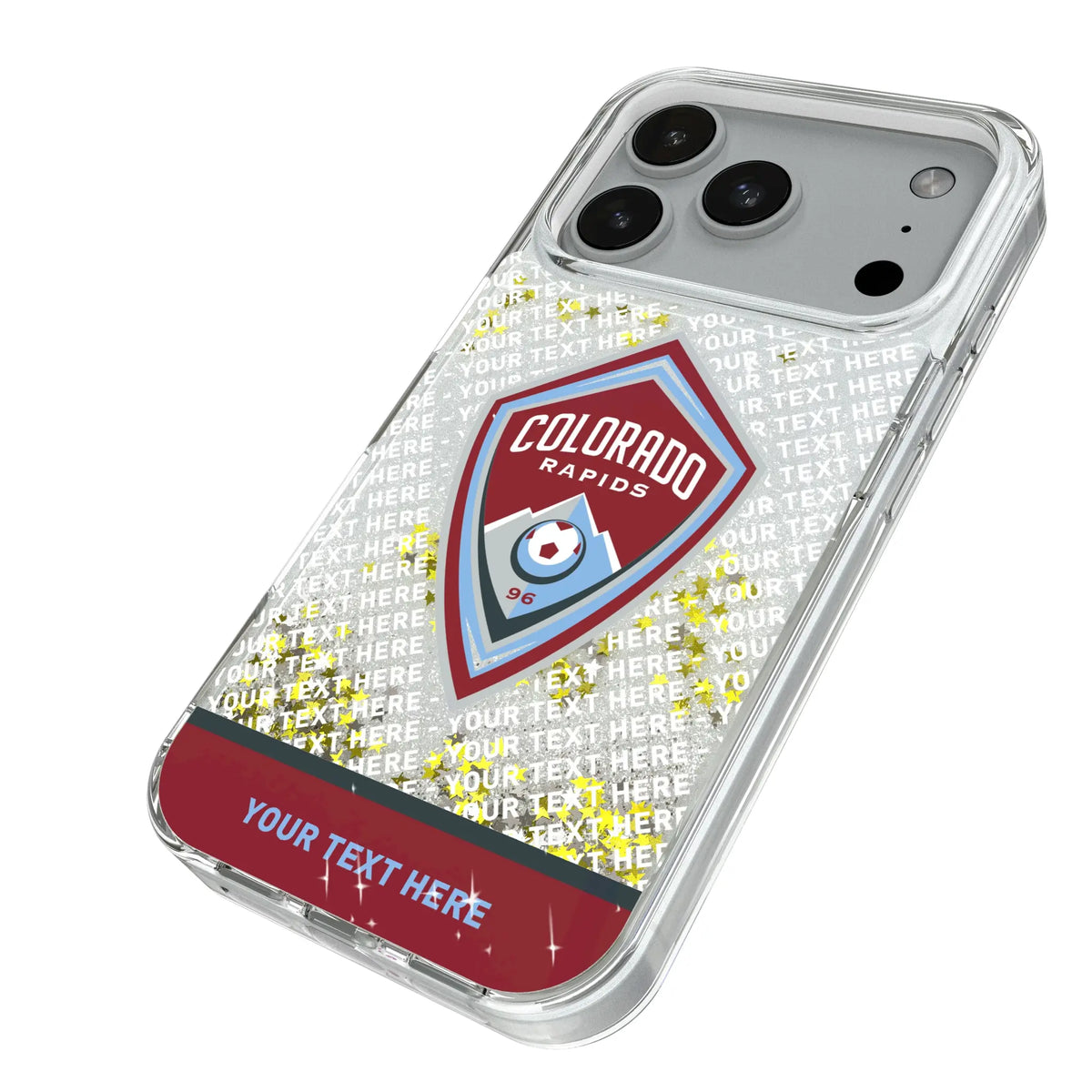 Colorado Rapids Personalized EndZone Plus iPhone Glitter Phone Case for Apple iPhone - Isometric View#Device_iPhone 18 Pro