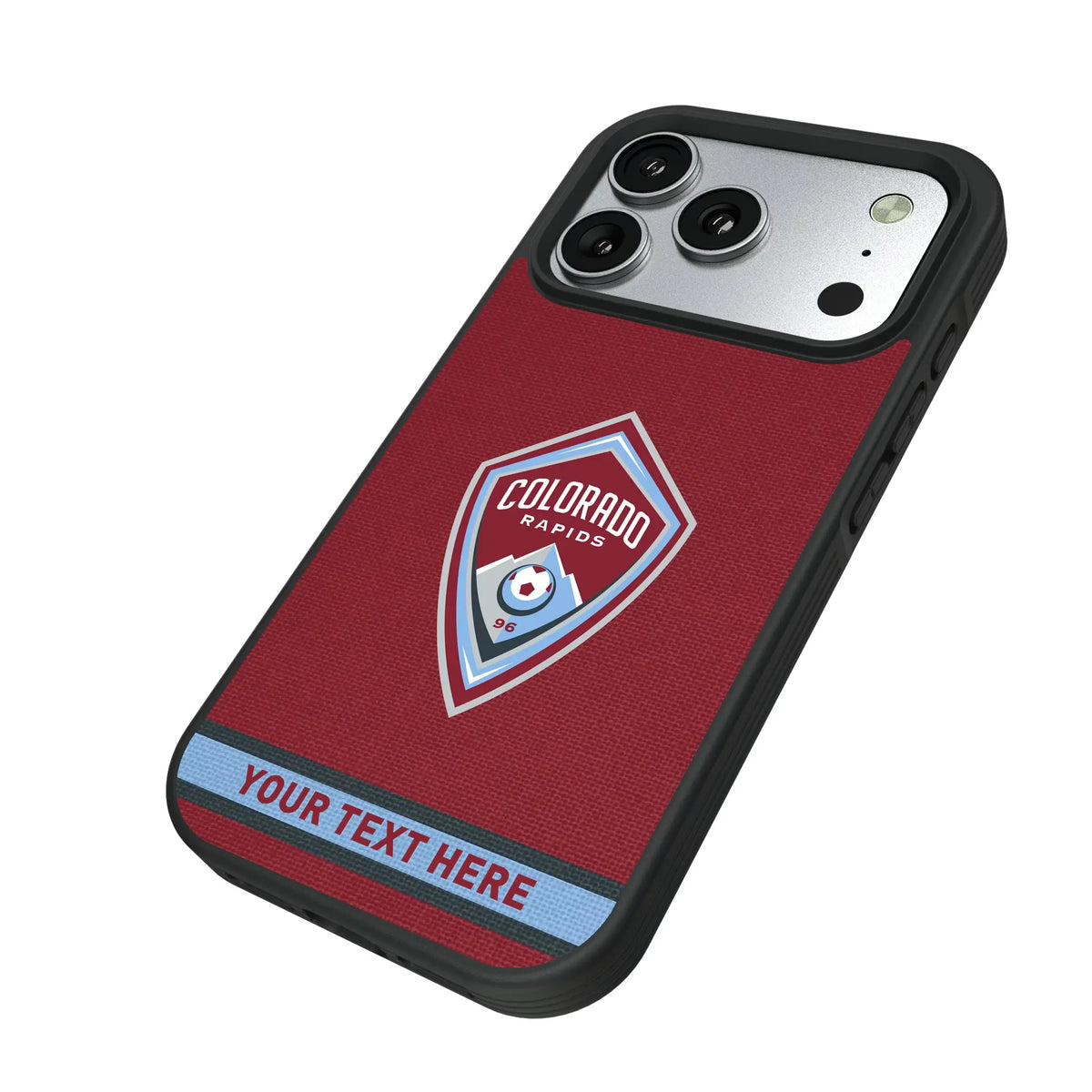 Colorado Rapids Personalized Stripe iPhone Bump Phone Case for Apple iPhone - Isometric View#Device_iPhone 17 Pro