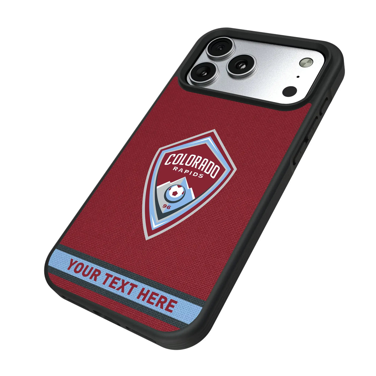 Colorado Rapids Personalized Stripe iPhone Bump Phone Case for Apple iPhone - Isometric View#Device_iPhone 17 Pro Max