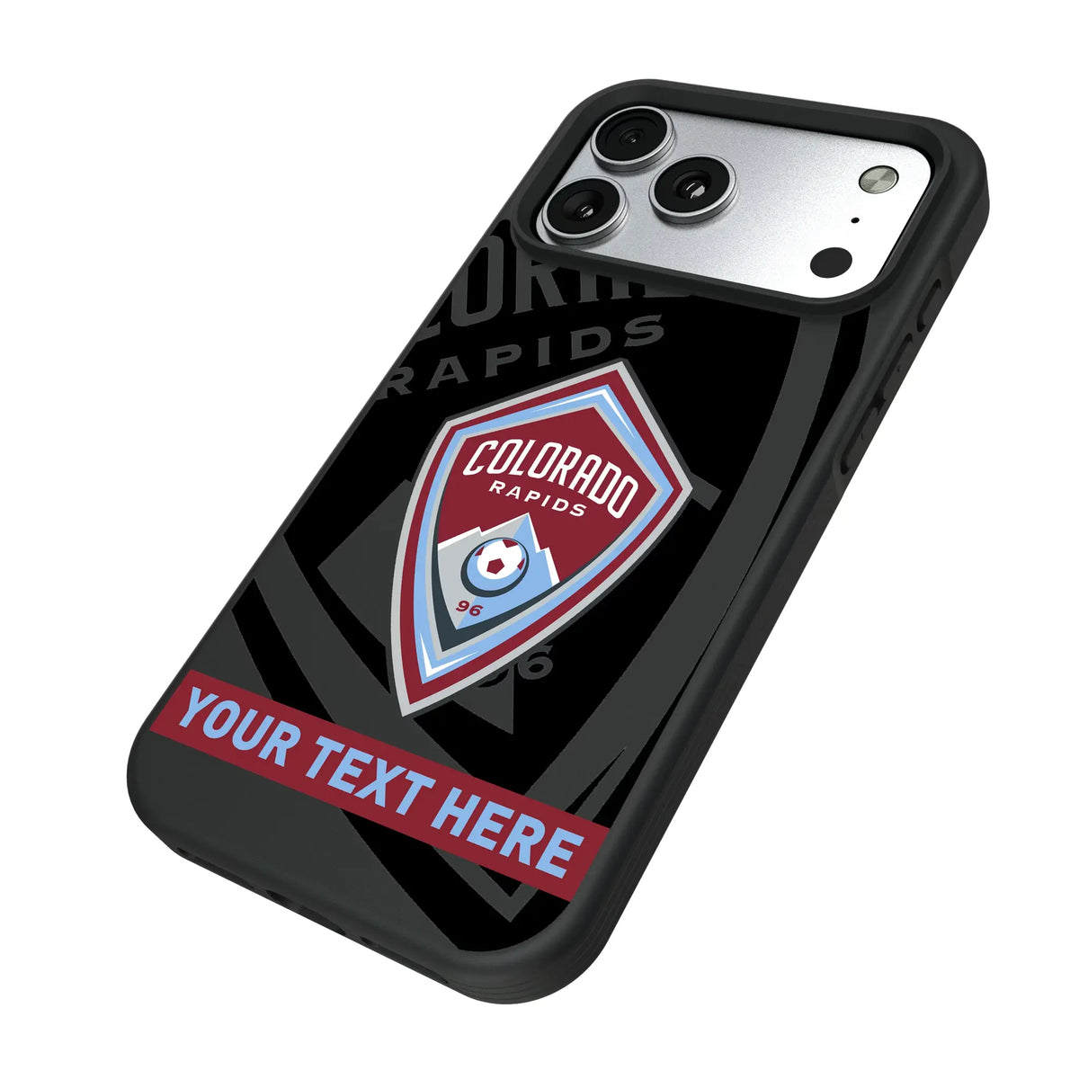 Colorado Rapids Personalized Tilt iPhone Bump Phone Case for Apple iPhone - Isometric View#Device_iPhone 17 Pro Max