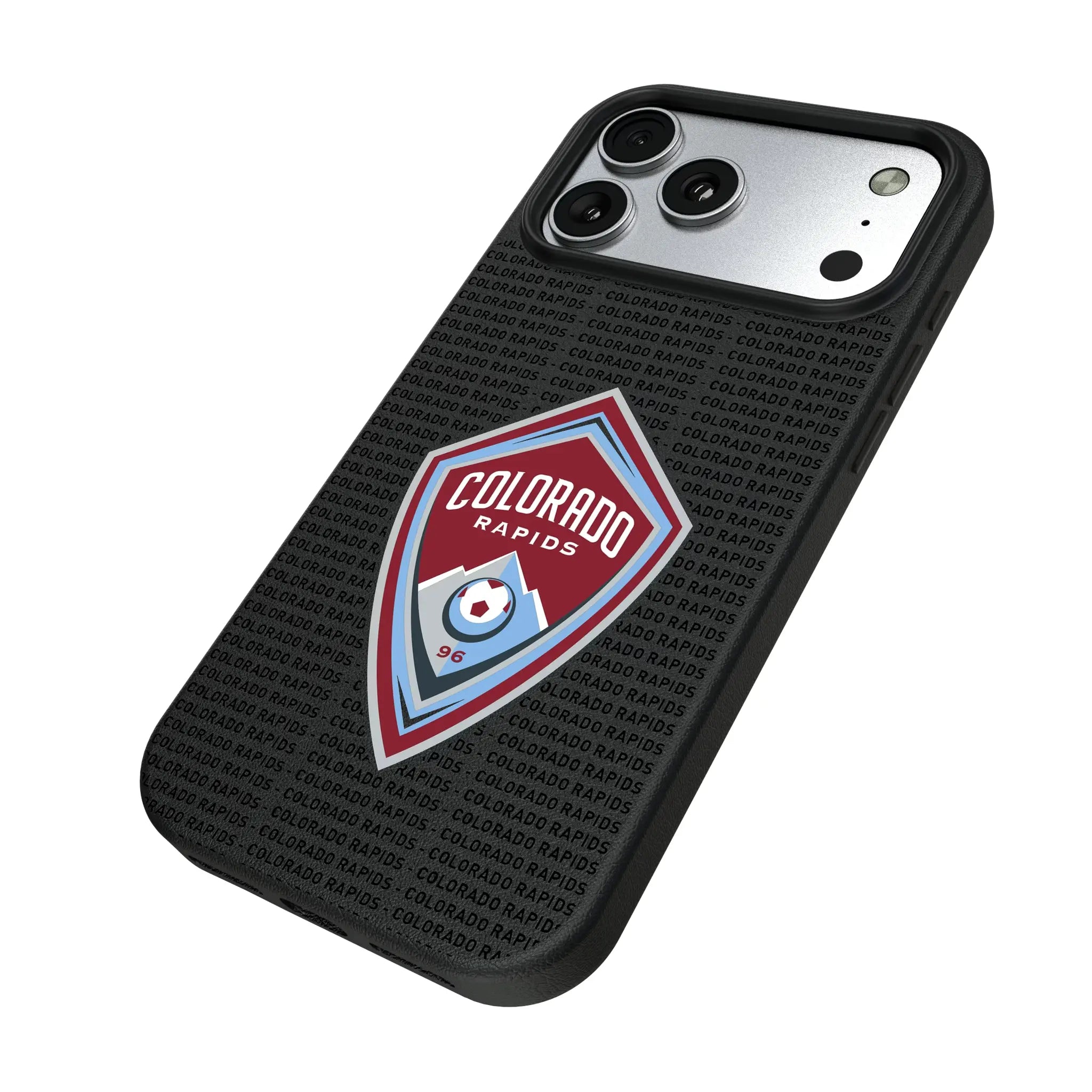 Colorado Rapids Text Backdrop iPhone MagSafe Compatible Phone Case for Apple iPhone - Isometric View#Device_iPhone 17 Pro Max