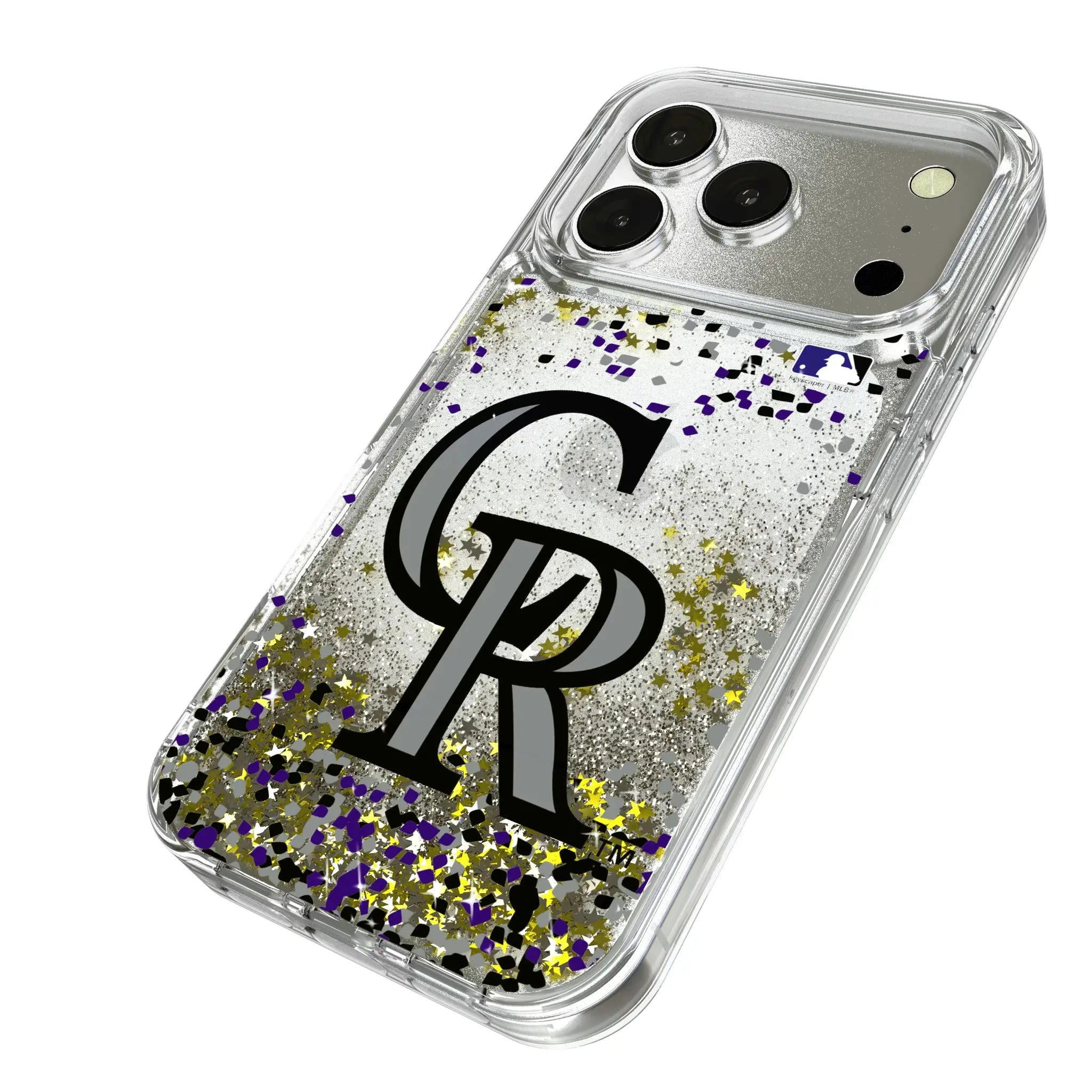 Colorado Rockies Confetti iPhone Glitter Phone Case for Apple iPhone - Isometric View
