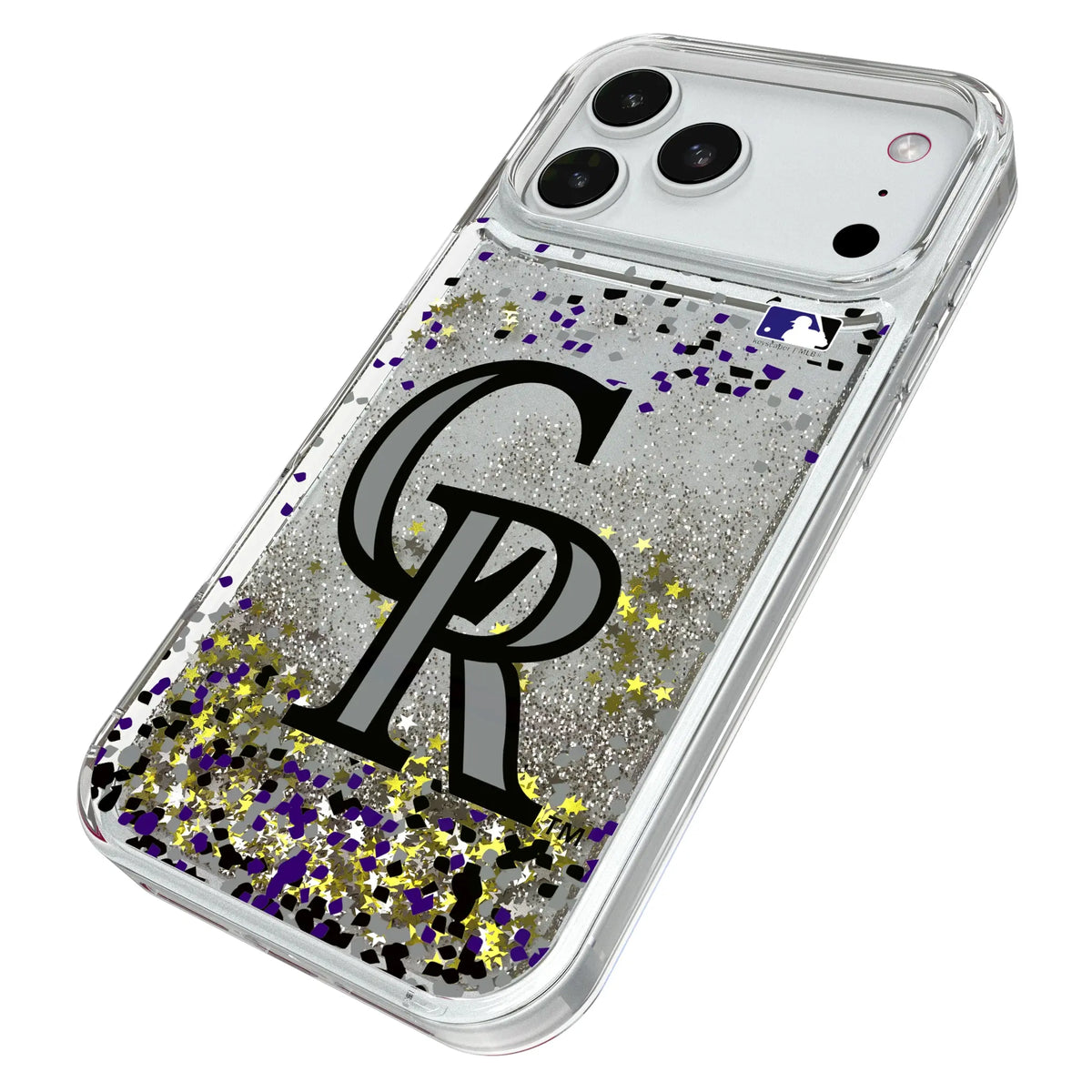 Colorado Rockies Confetti iPhone Glitter Phone Case for Apple iPhone - Isometric View#Device_iPhone 18 Pro Max