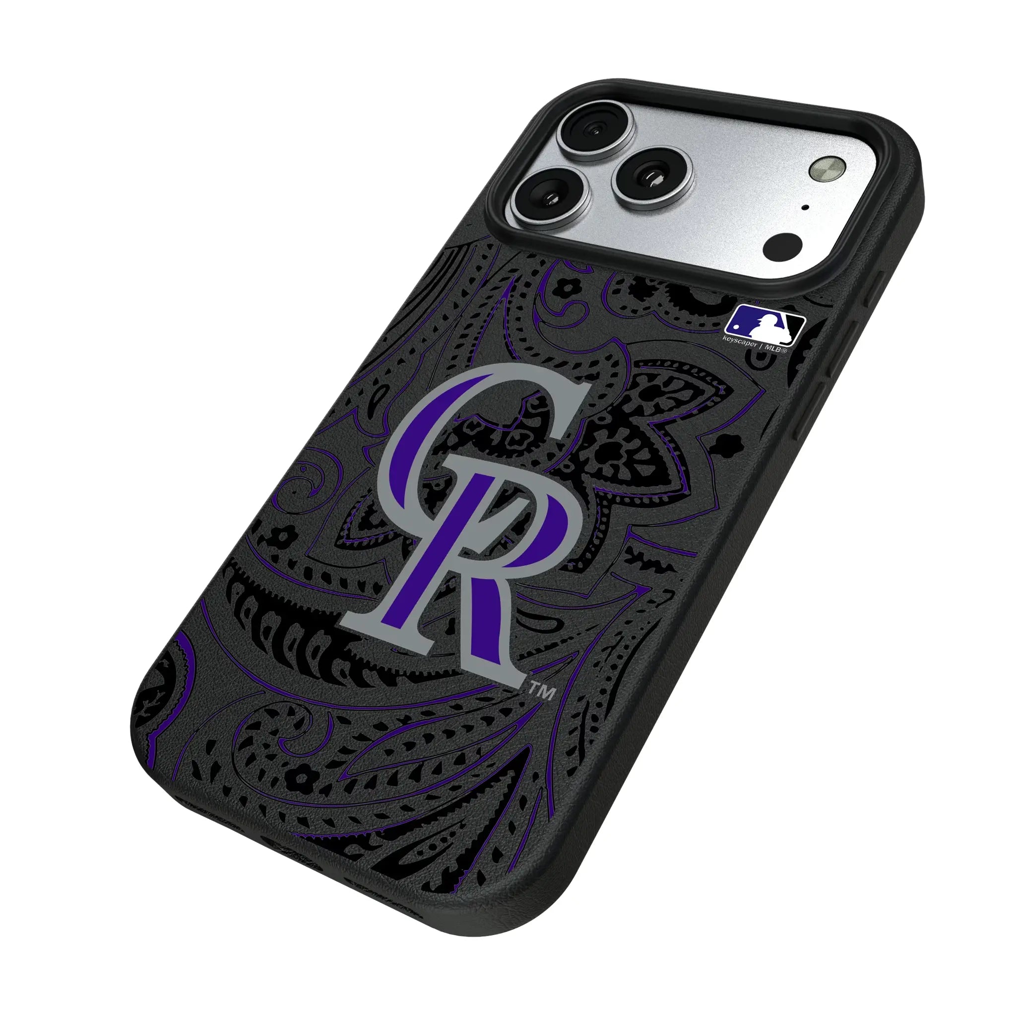 Colorado Rockies Paisley iPhone MagSafe Compatible Phone Case for Apple iPhone - Isometric View#Device_iPhone 17 Pro Max