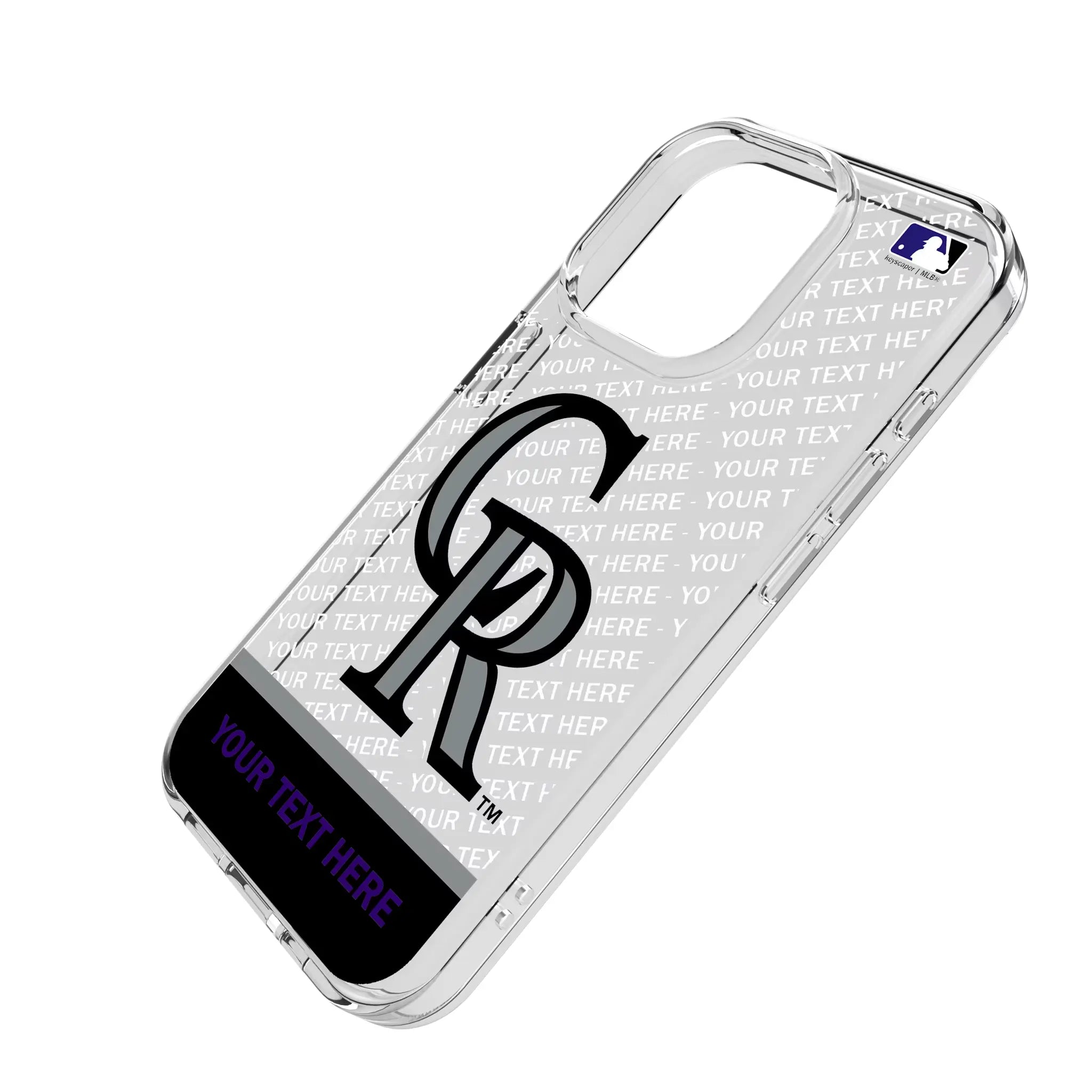 Colorado Rockies Personalized EndZone Plus iPhone Clear Phone Case for Apple iPhone - Isometric View