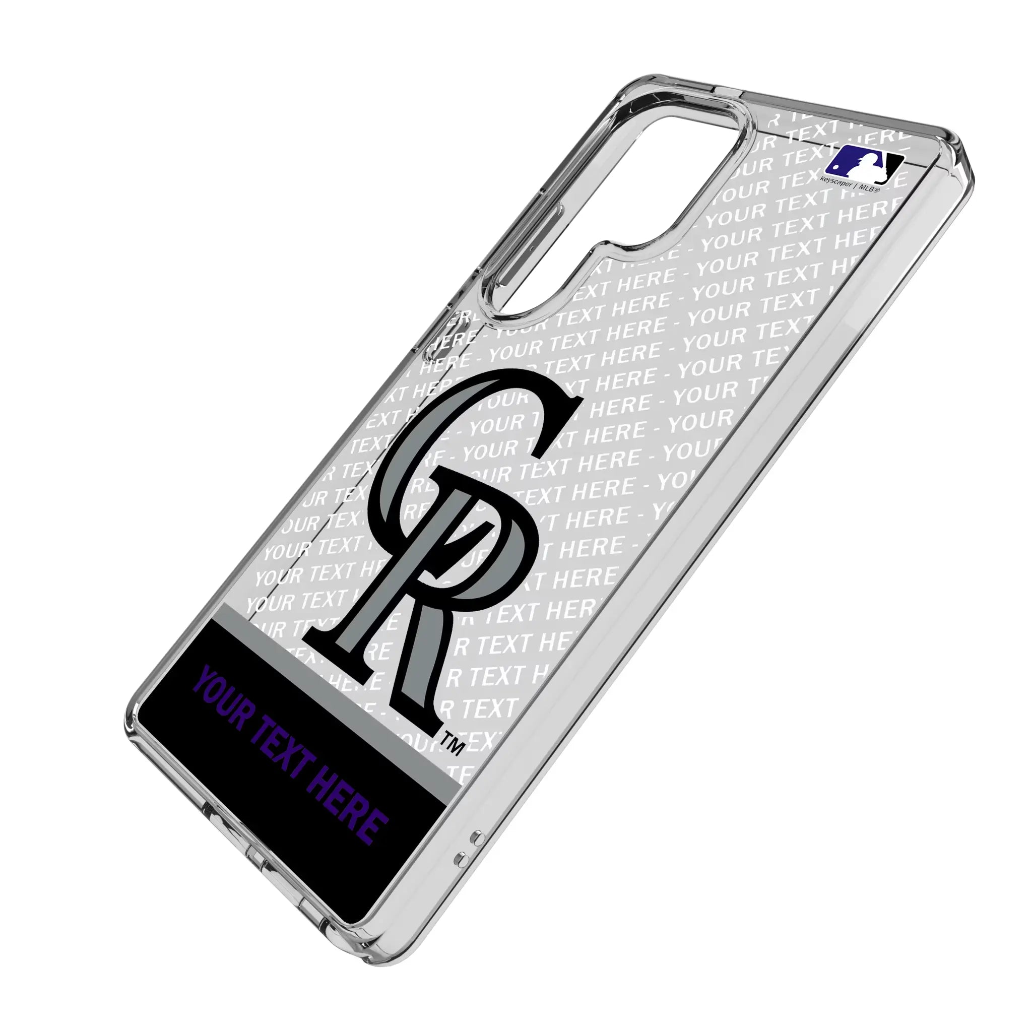 Colorado Rockies Personalized EndZone Plus Galaxy Clear Phone Case for Samsung Galaxy - Isometric View#Device_Galaxy S25 Ultra