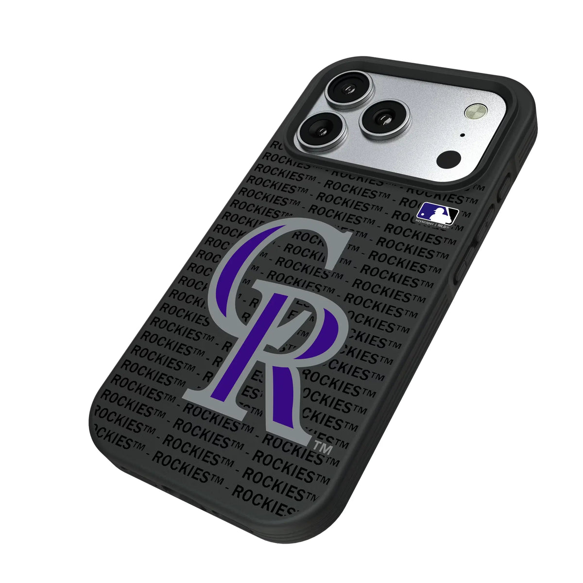 Colorado Rockies Text Backdrop iPhone Bump Phone Case for Apple iPhone - Isometric View#Device_iPhone 17 Pro