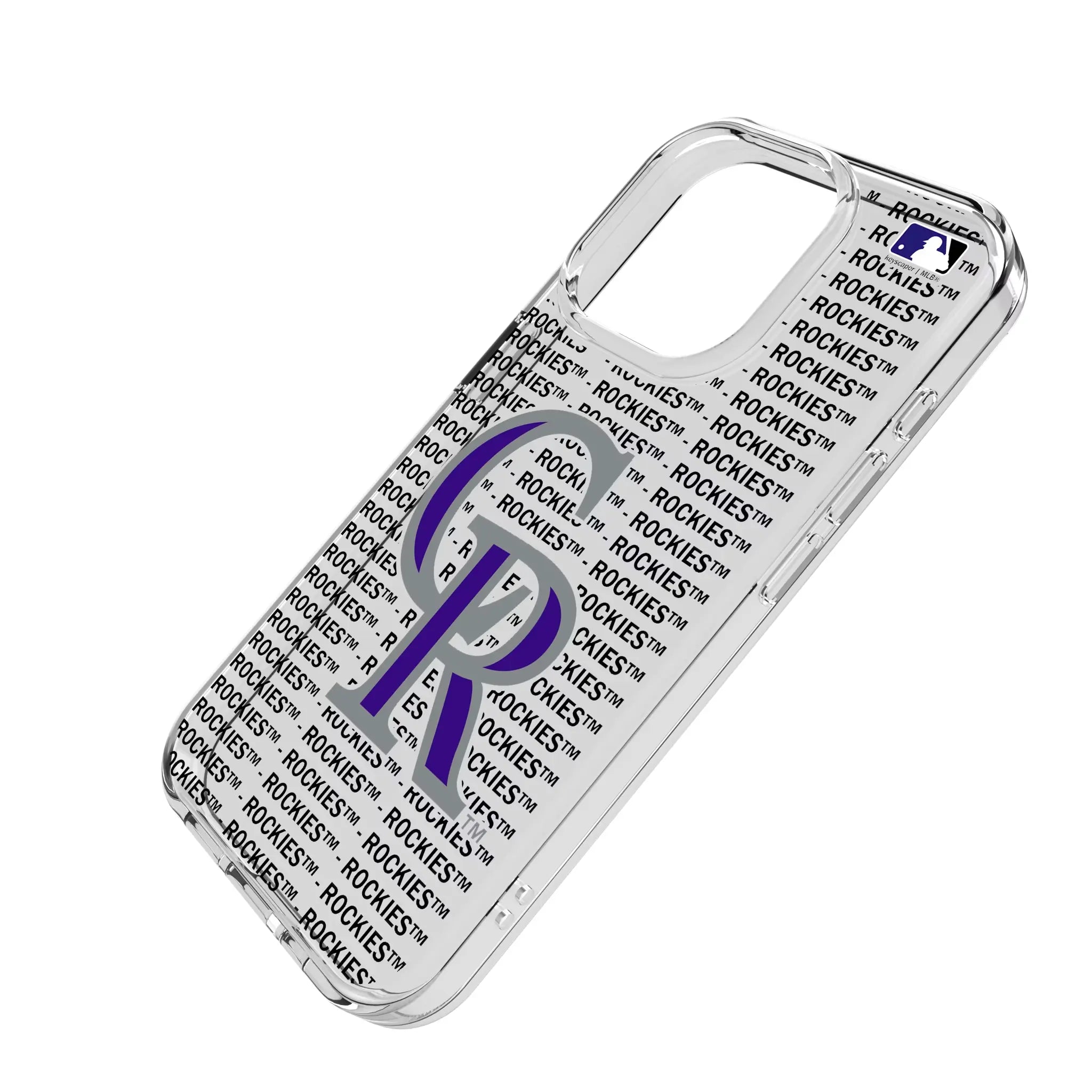 Colorado Rockies Text Backdrop iPhone Clear Phone Case for Apple iPhone - Isometric View