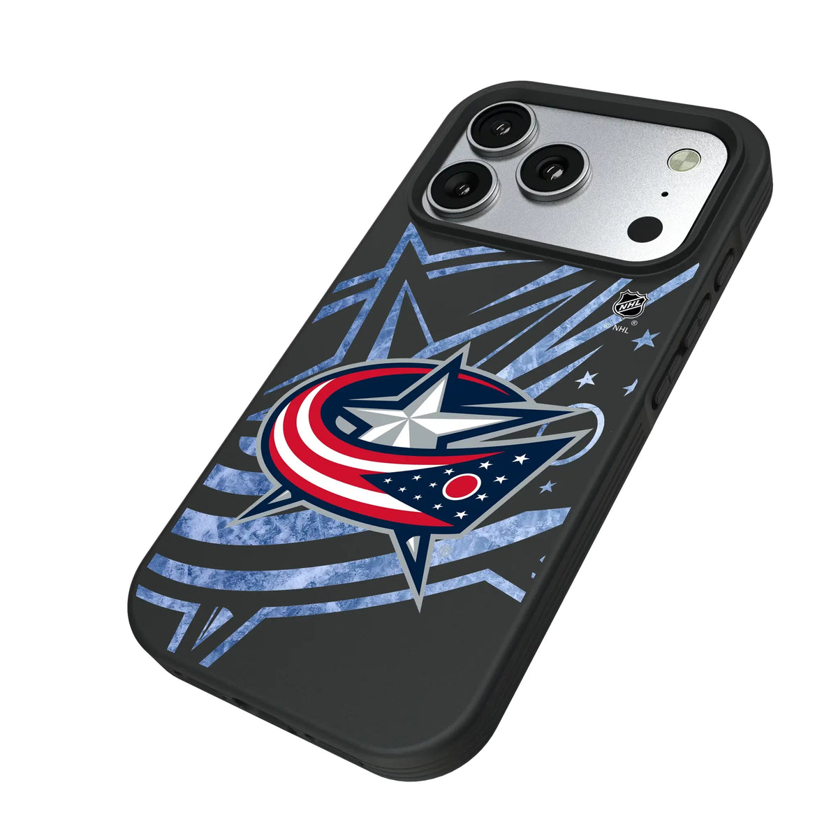 Columbus Blue Jackets Ice Tilt iPhone Bump Phone Case for Apple iPhone - Isometric View#Device_iPhone 17 Pro