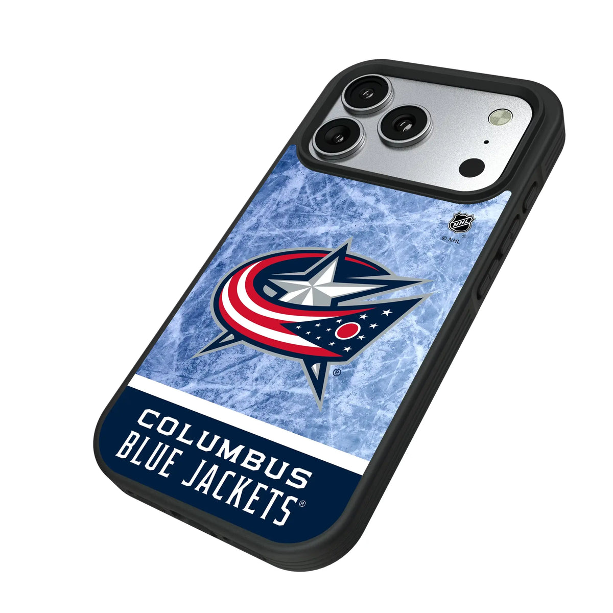 Columbus Blue Jackets Ice Wordmark iPhone Bump Phone Case for Apple iPhone - Isometric View#Device_iPhone 17 Pro