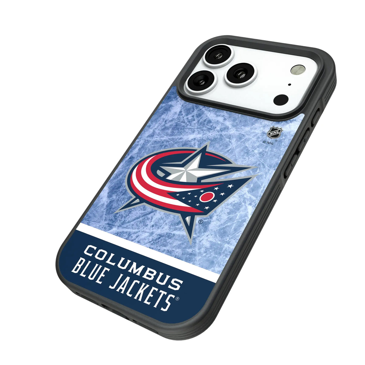 Columbus Blue Jackets Ice Wordmark iPhone Bump Phone Case for Apple iPhone - Isometric View#Device_iPhone 18 Pro