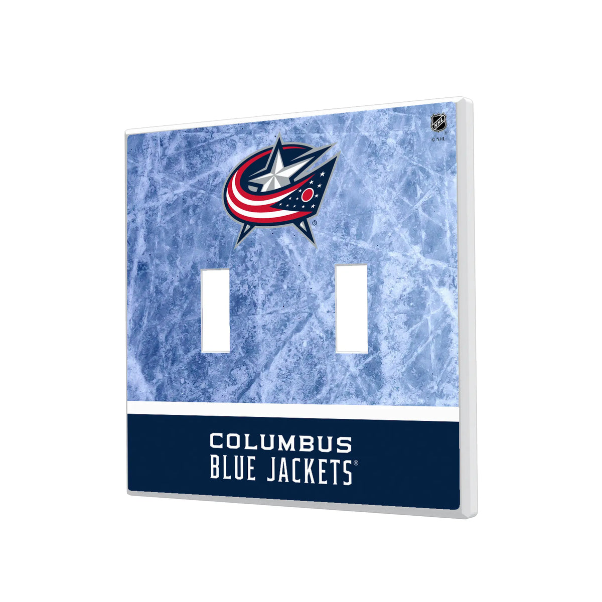 Columbus Blue Jackets Ice Wordmark Hidden-Screw Light Switch Plate#Style_Double Toggle