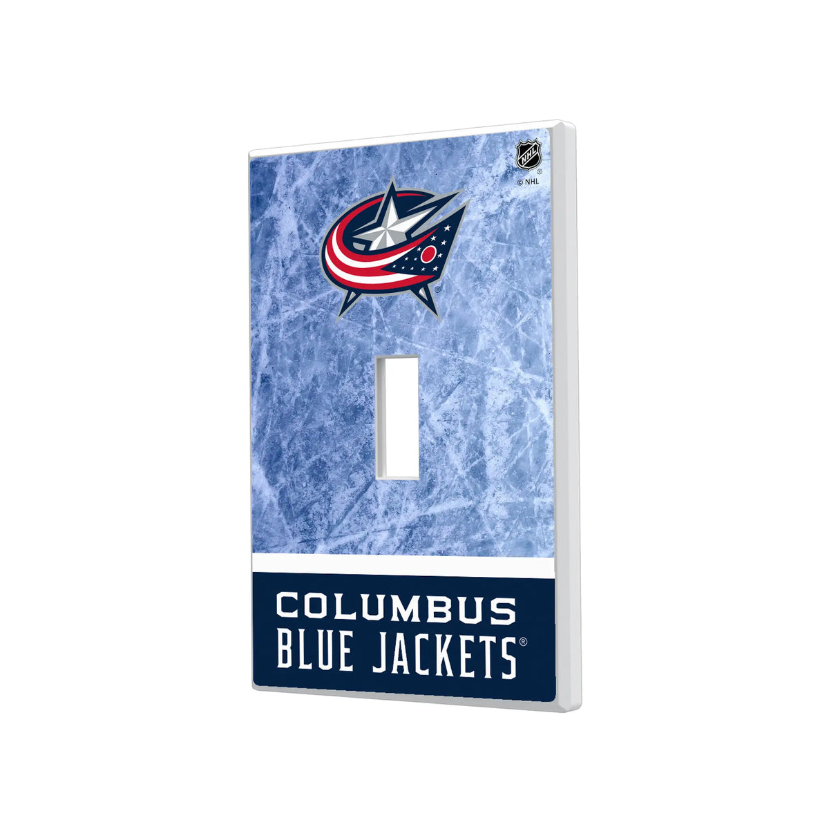 Columbus Blue Jackets Ice Wordmark Hidden-Screw Light Switch Plate#Style_Single Toggle