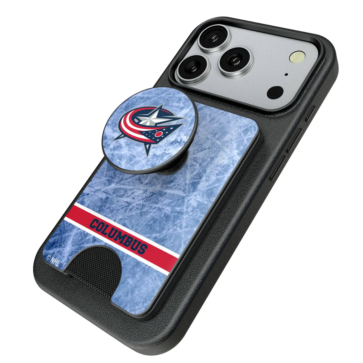 Columbus Blue Jackets Ice Wordmark Popsockets Wallet Magnetic - Isometric View