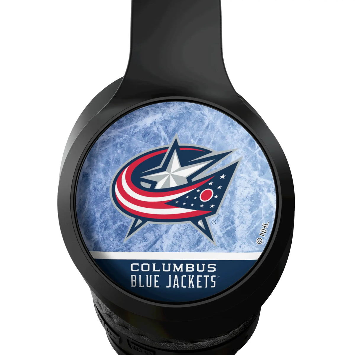 Columbus Blue Jackets Ice Wordmark Wireless Over-Ear Headphones With Case - Detail