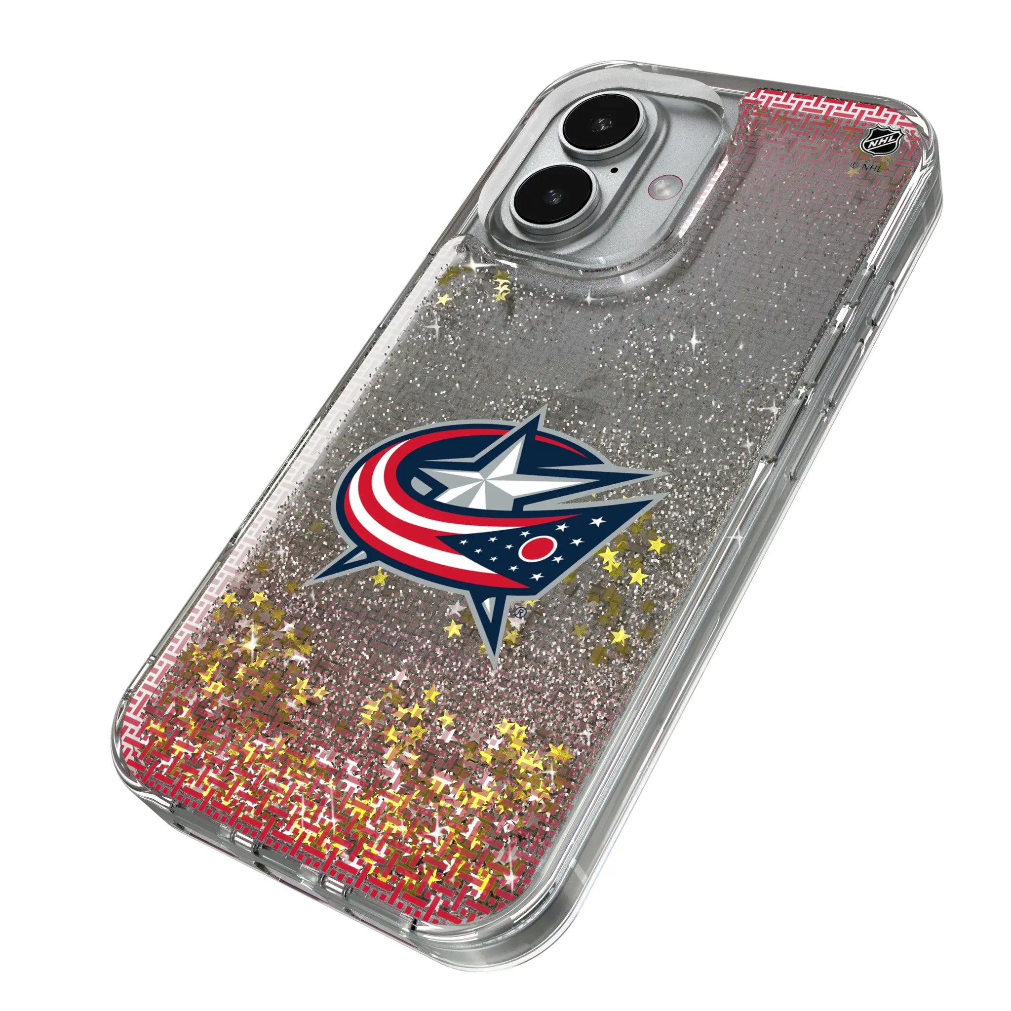 Columbus Blue Jackets Linen iPhone Glitter Phone Case for Apple iPhone - Isometric View