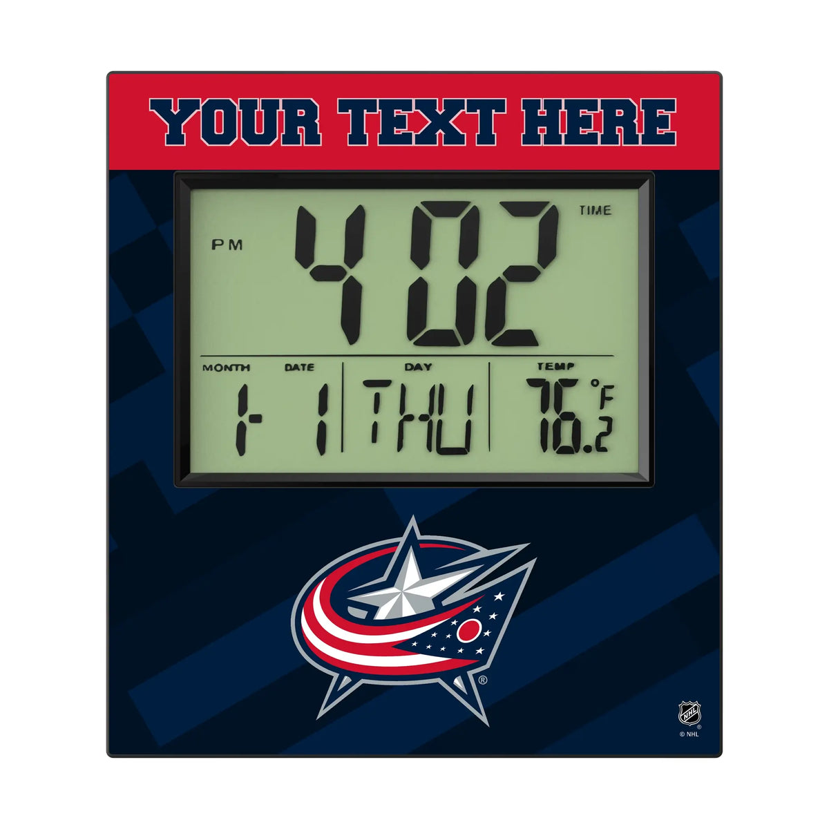 Columbus Blue Jackets Personalized Color Block Wall Clock